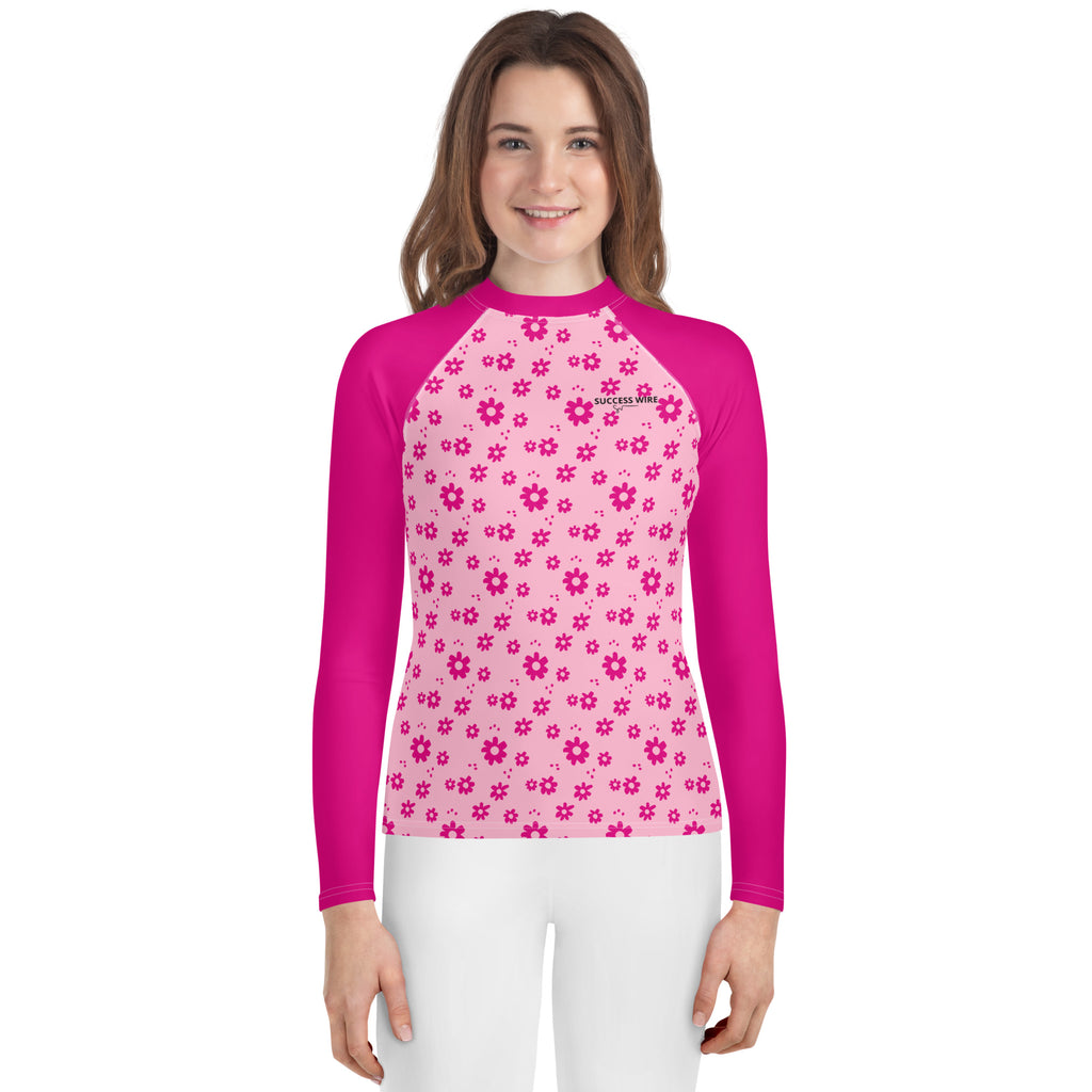 SUCCESS WIRE Power Flower Pink Rash Guard for Big Girls (8-20)