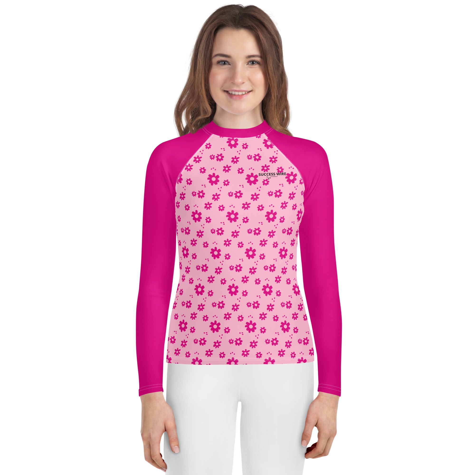 SUCCESS WIRE Power Flower Pink Rash Guard for Big Girls (8-20)