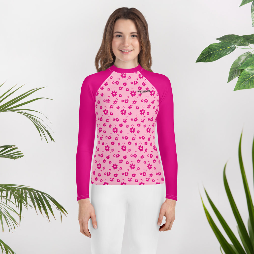 SUCCESS WIRE Power Flower Pink Rash Guard for Big Girls (8-20)
