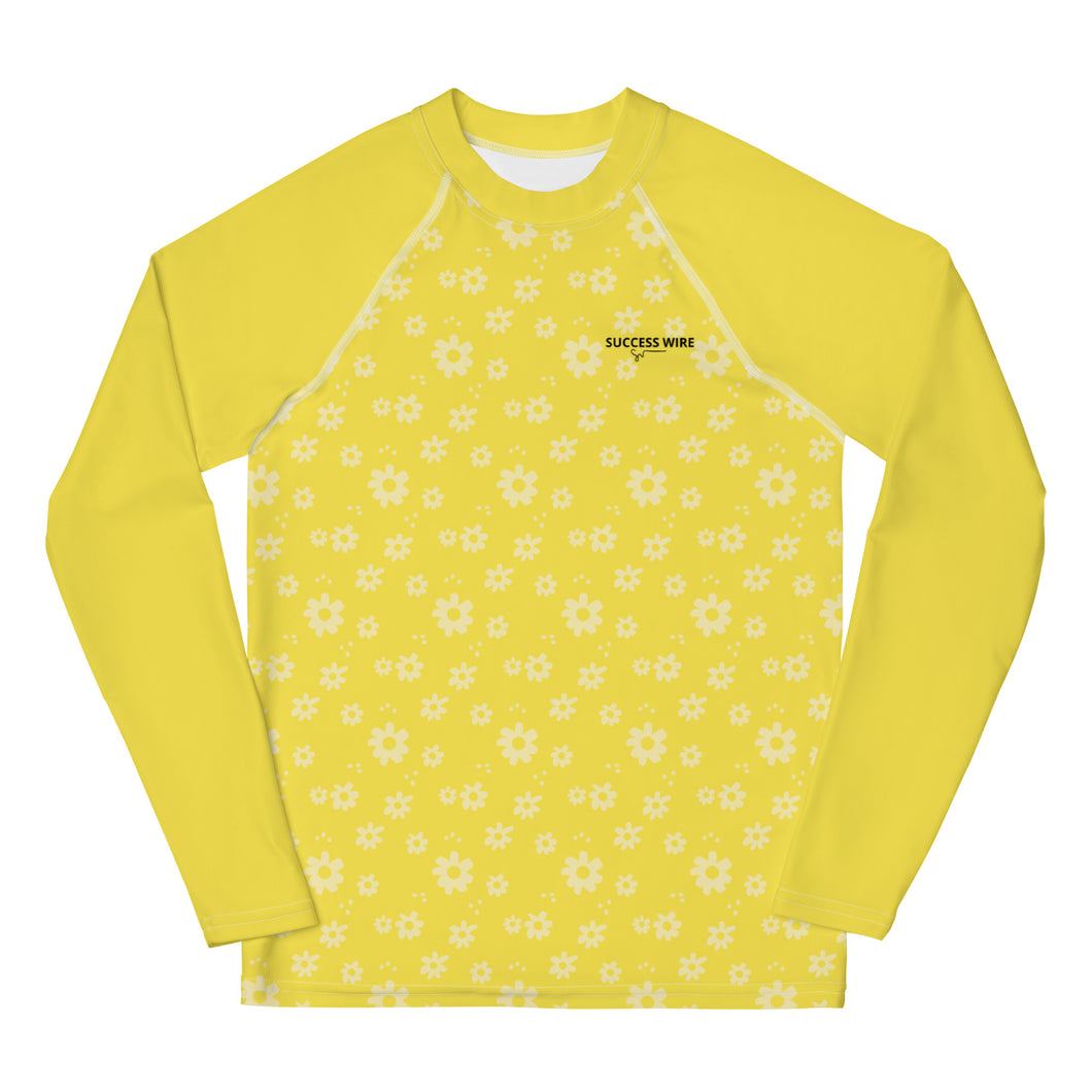 SUCCESS WIRE Power Flower Yellow Rash Guard for Big Girls (8-20)