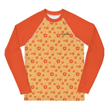 Load image into Gallery viewer, SUCCESS WIRE Power Flower Chardonnay Orange Rash Guard for Big Girls (8-20)
