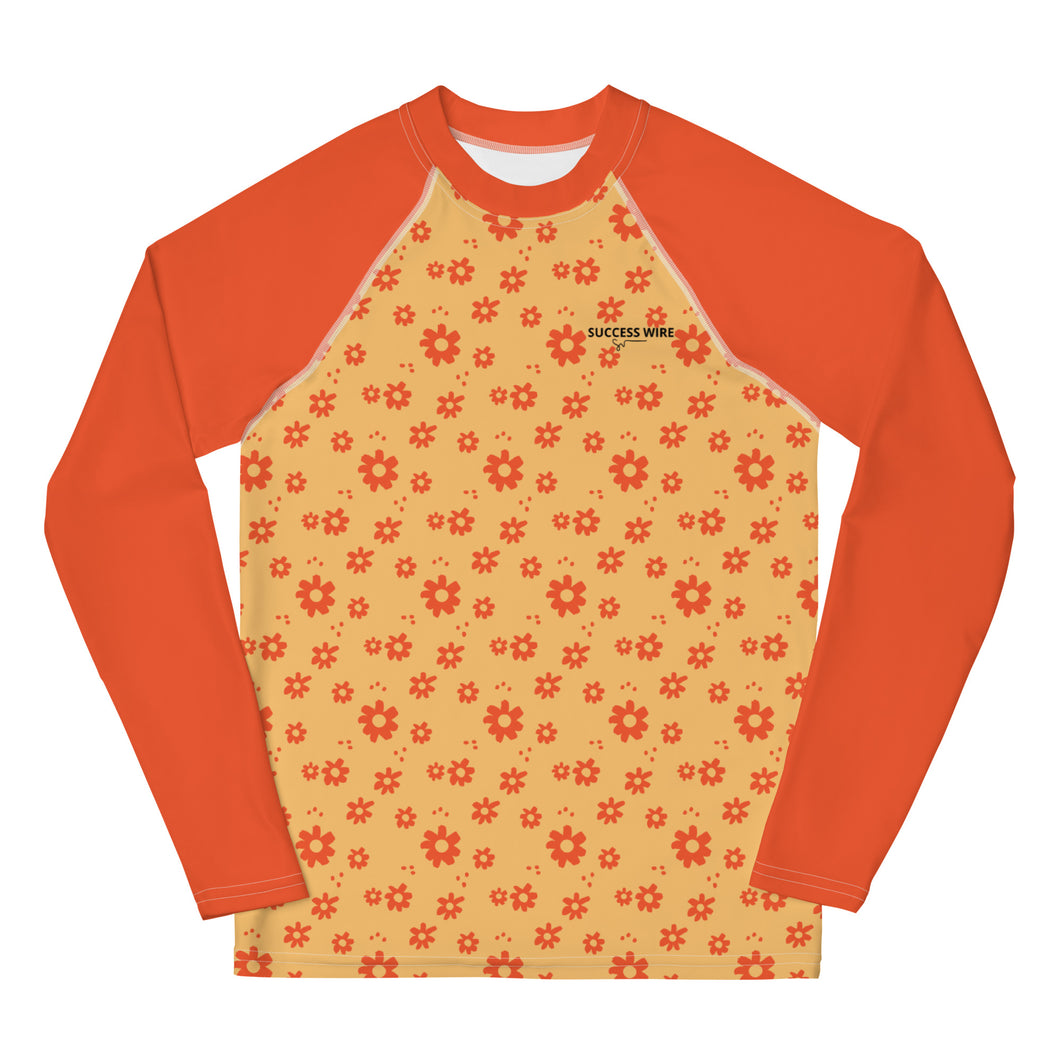 SUCCESS WIRE Power Flower Chardonnay Orange Rash Guard for Big Girls (8-20)