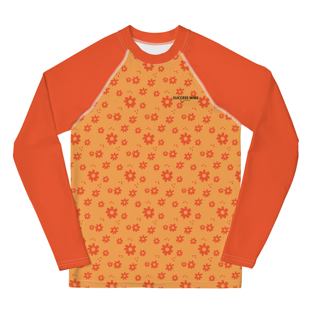 SUCCESS WIRE Power Flower Orange Rose Rash Guard for Big Girls (8-20)