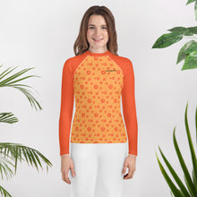 Load image into Gallery viewer, SUCCESS WIRE Power Flower Orange Rose Rash Guard for Big Girls (8-20)
