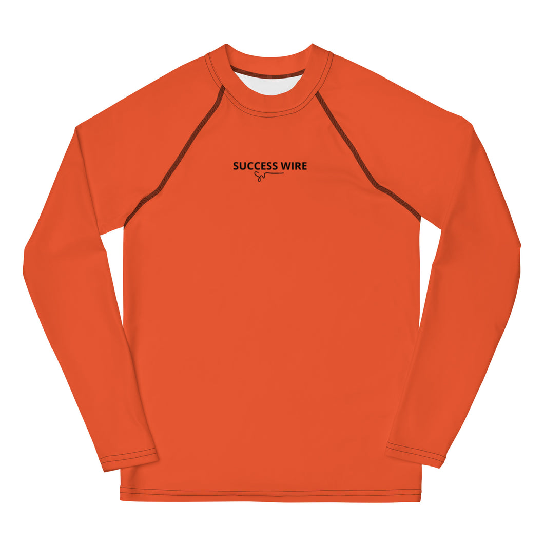 SUCCESS WIRE Unisex Outrageous Orange Rash Guard for Big Kids (8-20)