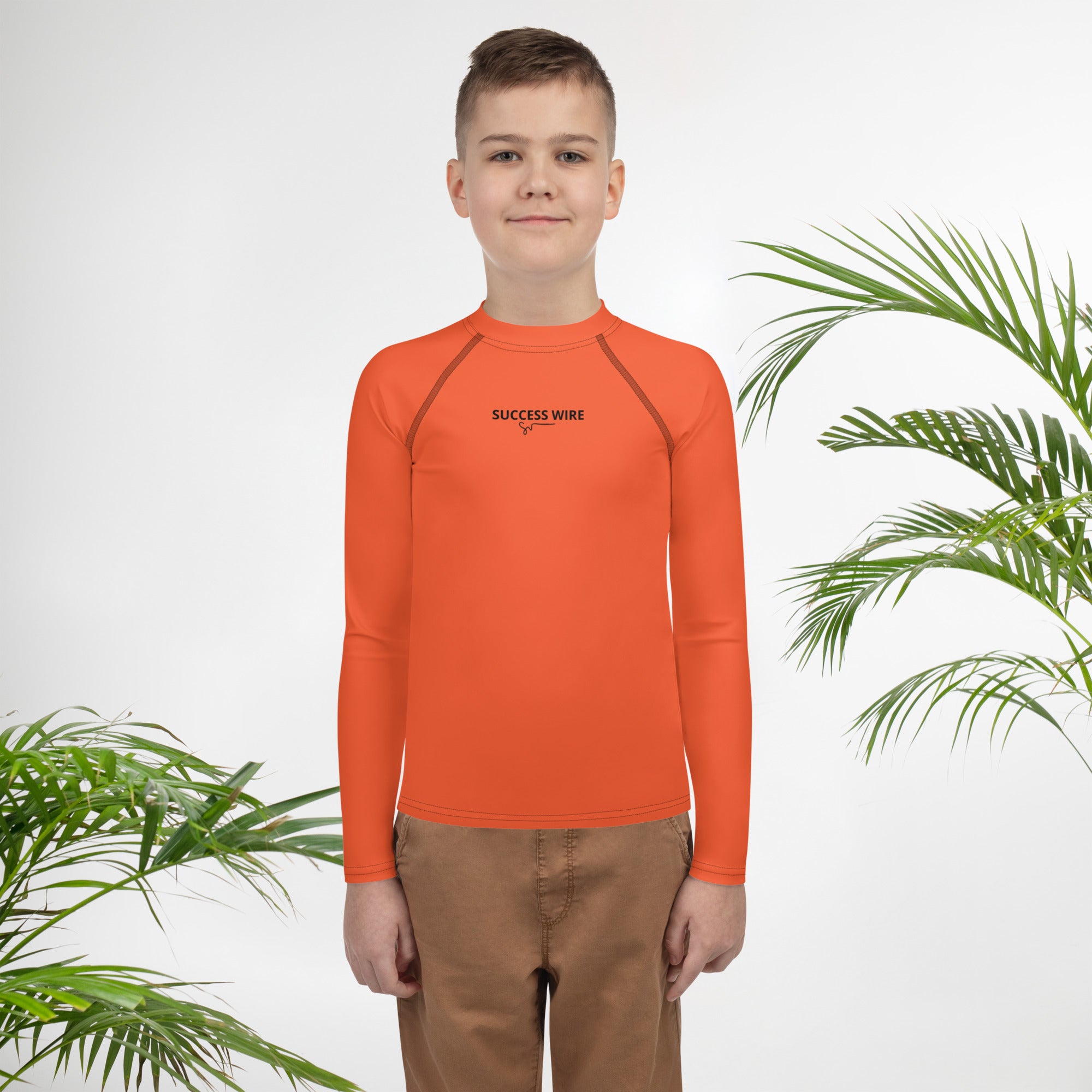 SUCCESS WIRE Unisex Outrageous Orange Rash Guard for Big Kids (8-20)