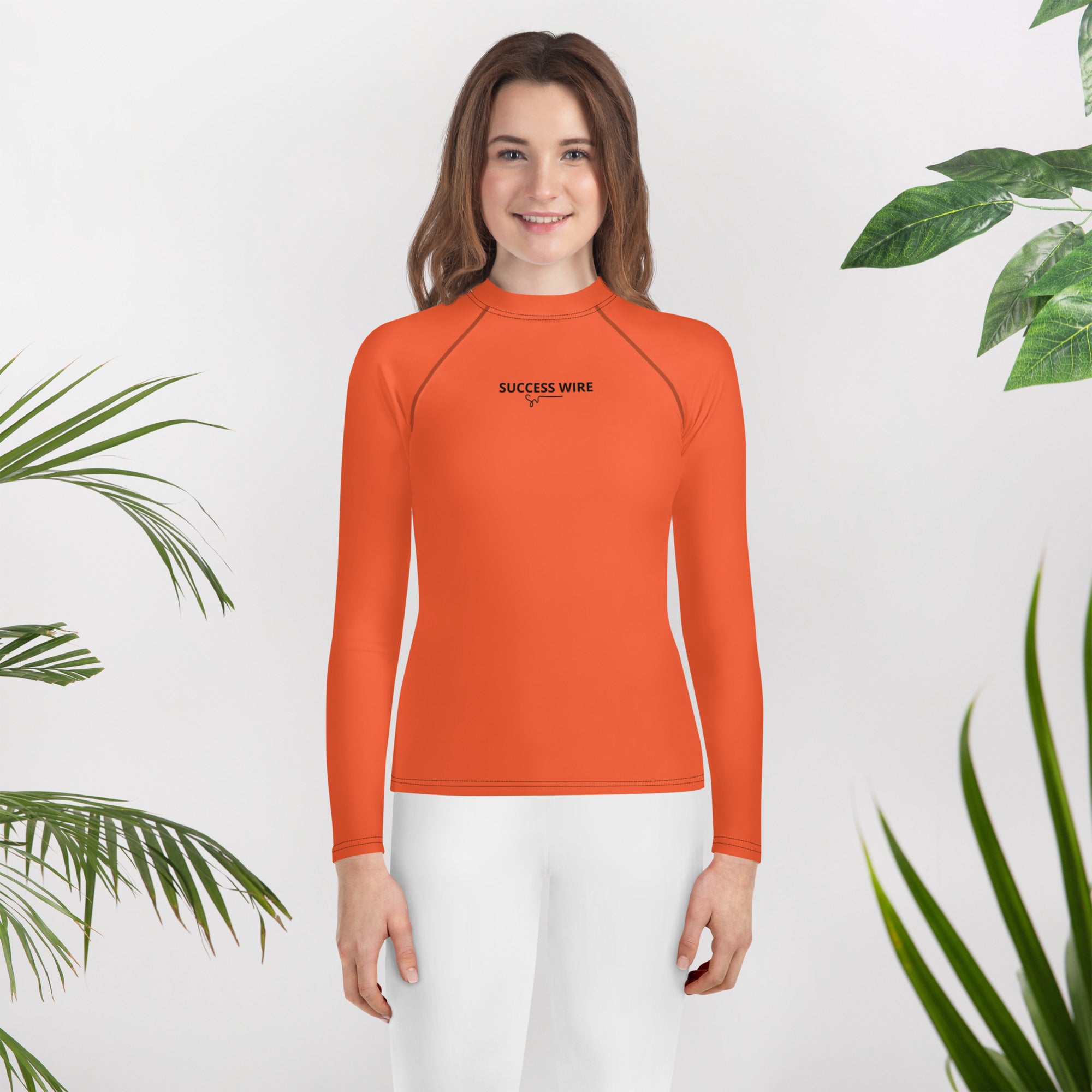SUCCESS WIRE Unisex Outrageous Orange Rash Guard for Big Kids (8-20)