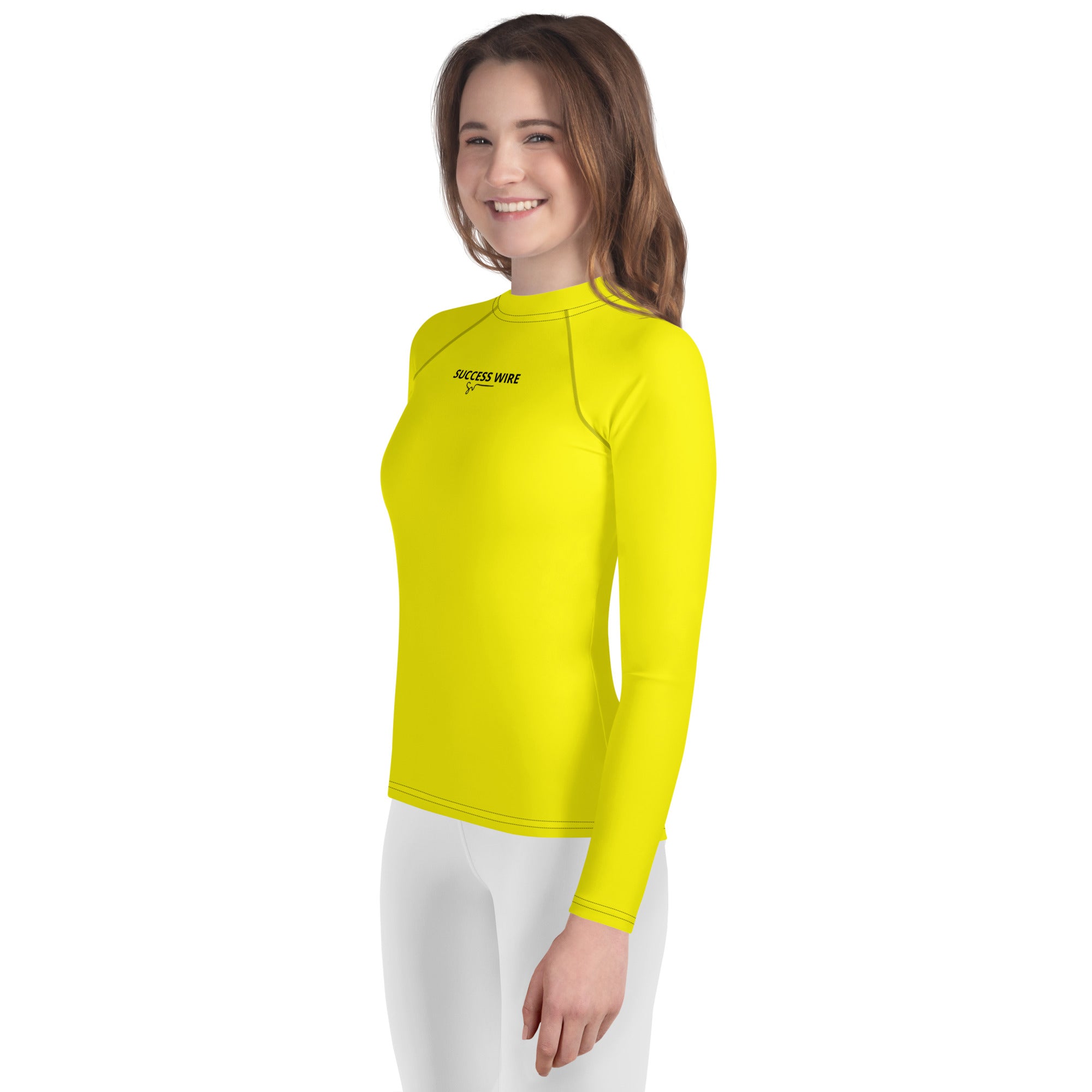SUCCESS WIRE Unisex Bright Yellow Rash Guard for Big Kids (8-20)