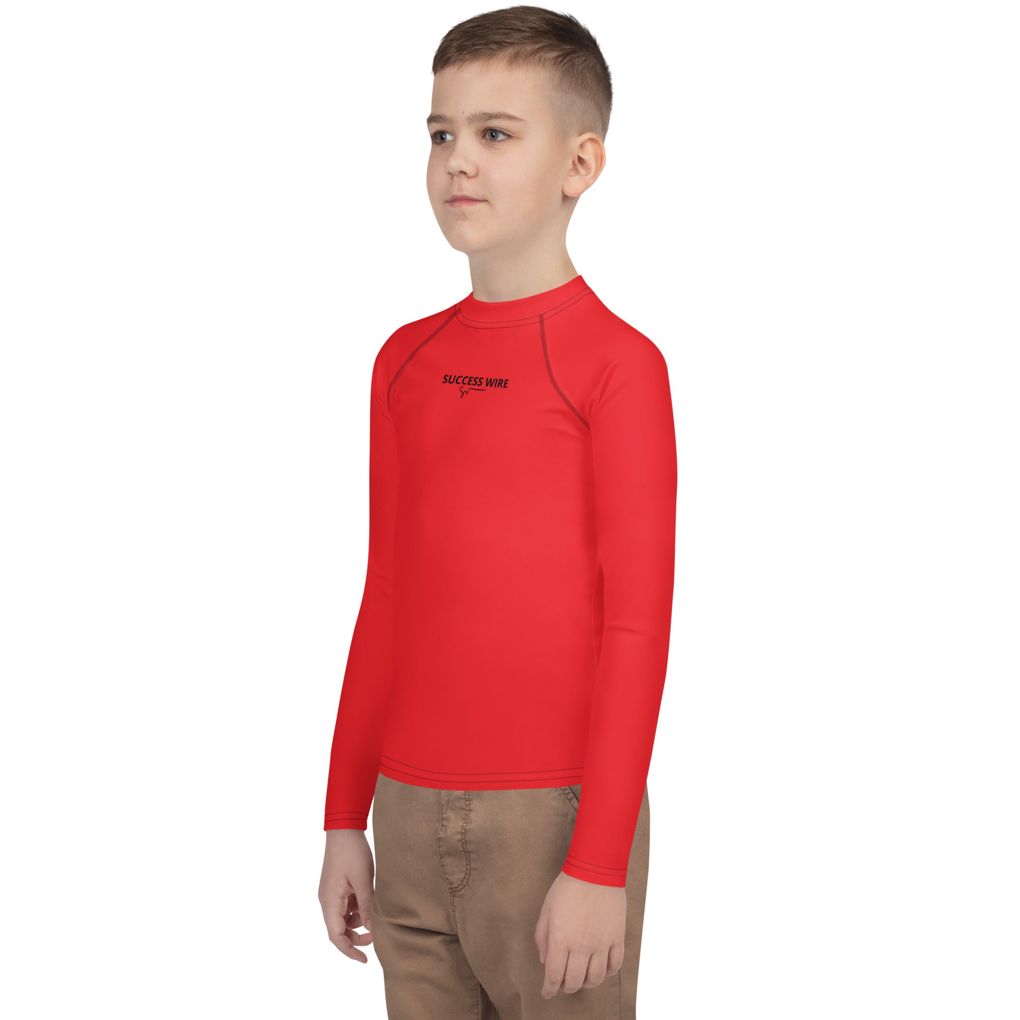 SUCCESS WIRE Unisex Alizarin Red Rash Guard for Big Kids (8-20)