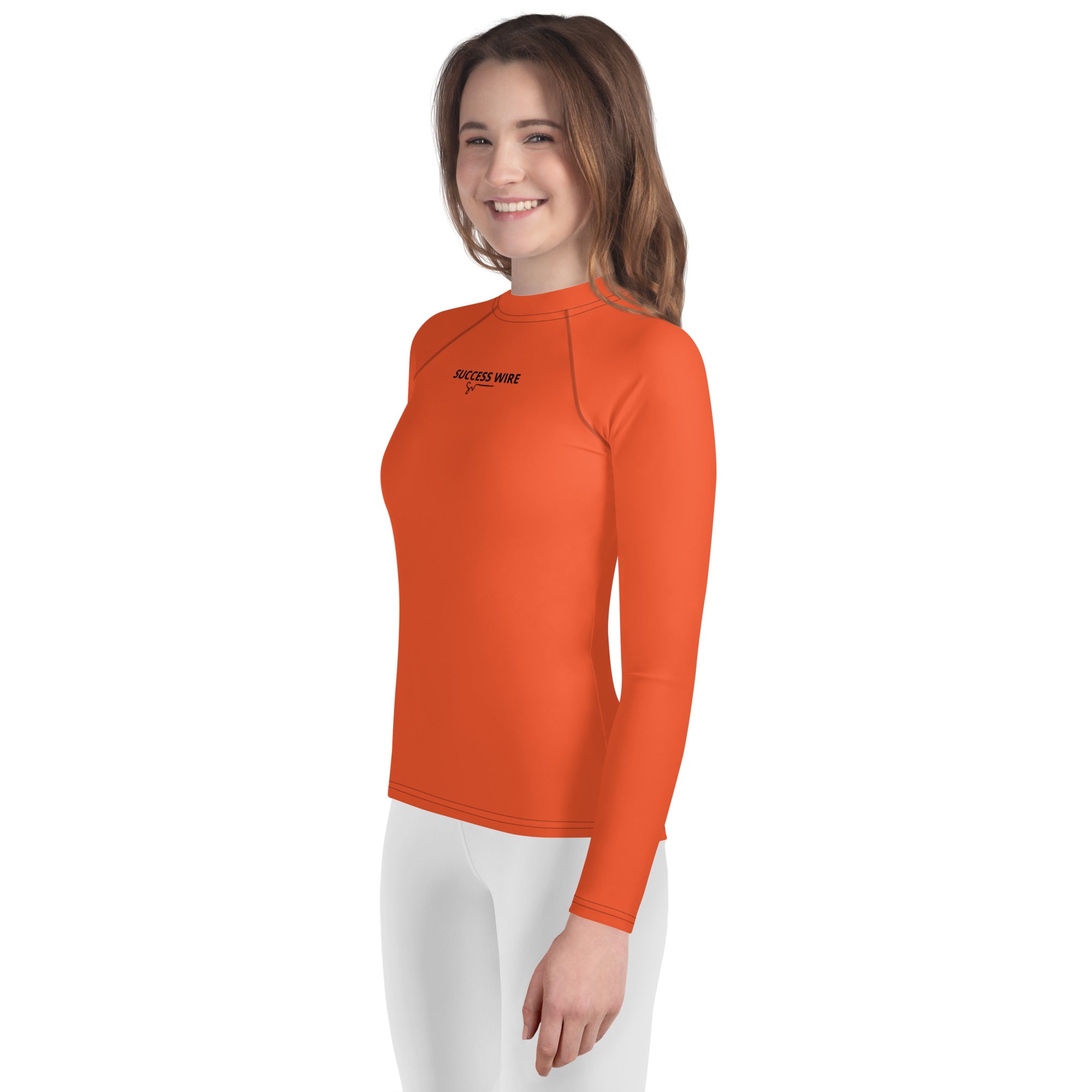 SUCCESS WIRE Unisex Outrageous Orange Rash Guard for Big Kids (8-20)