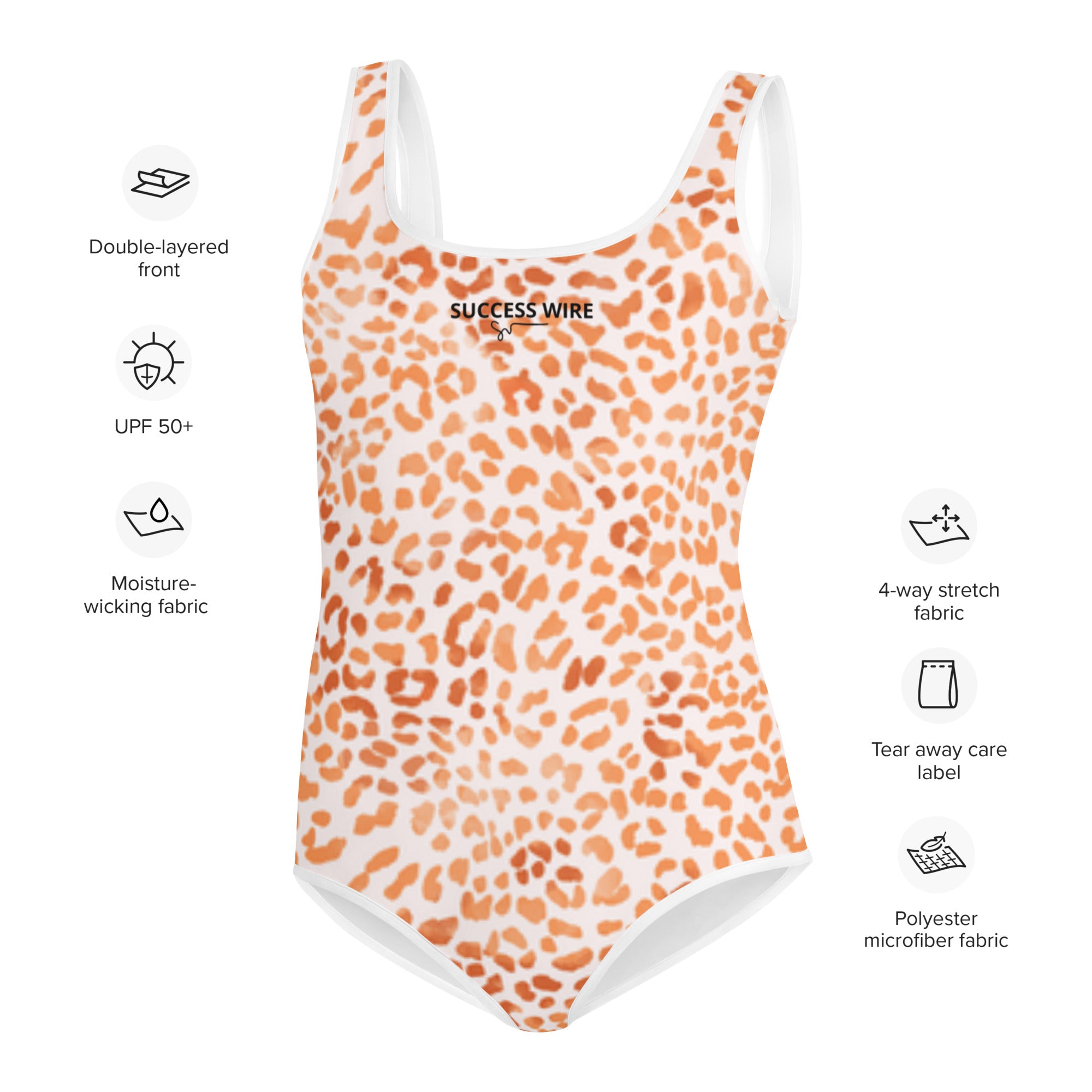 SUCCESS WIRE Orange Leopard Swimsuit for Big Girls (8-20)