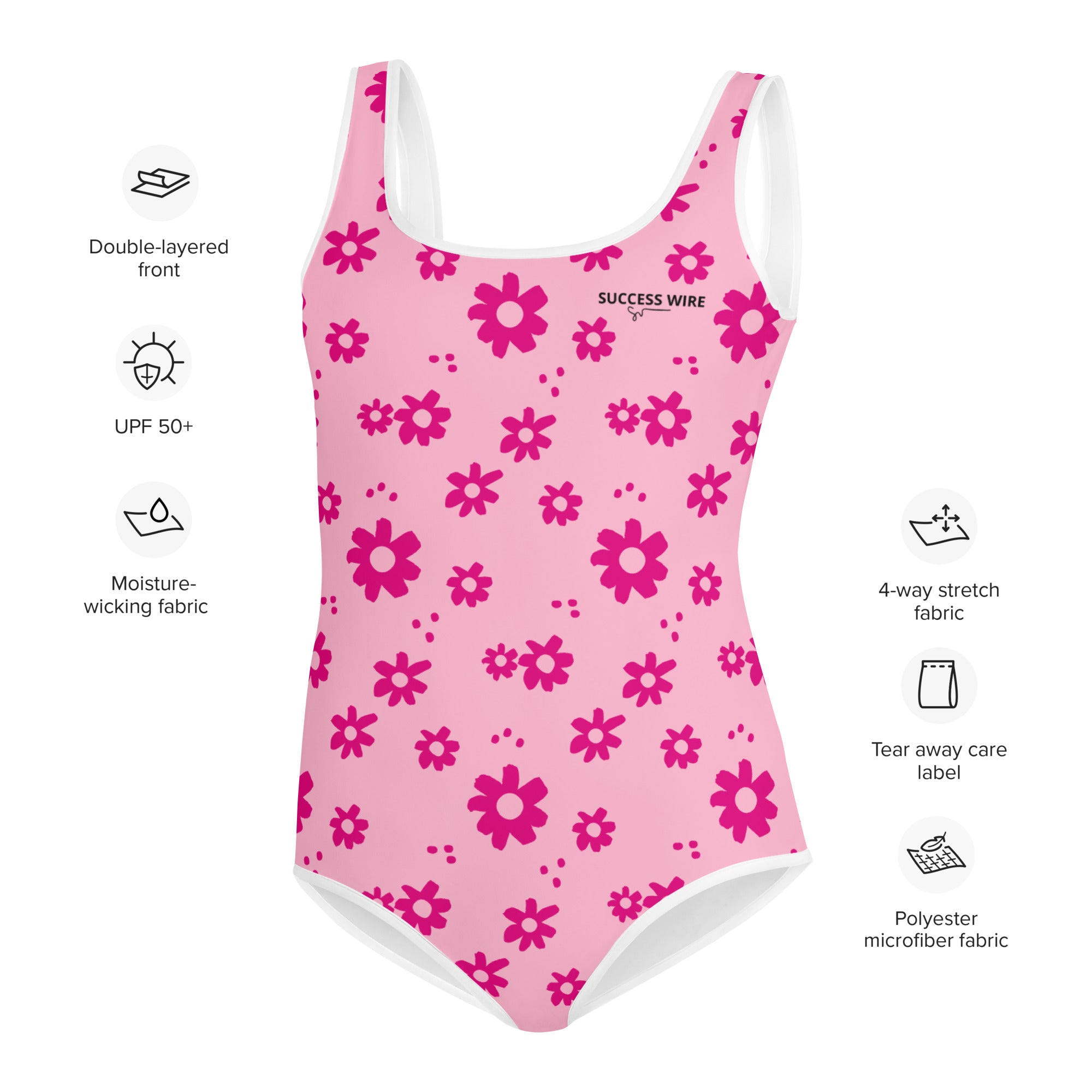 SUCCESS WIRE Power Flower Pink Swimsuit for Big Girls (8-20)