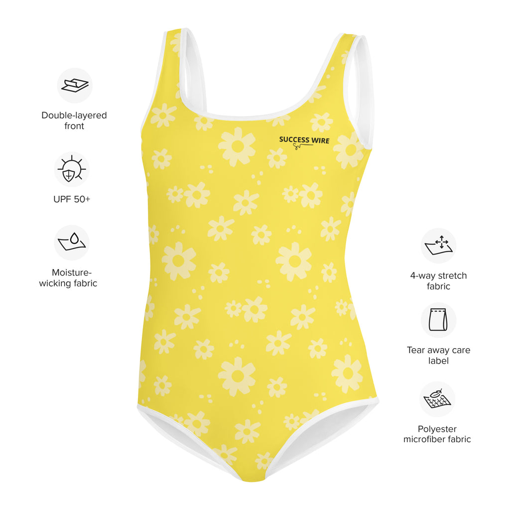 SUCCESS WIRE Power Flower Yellow Swimsuit for Big Girls (8-20)