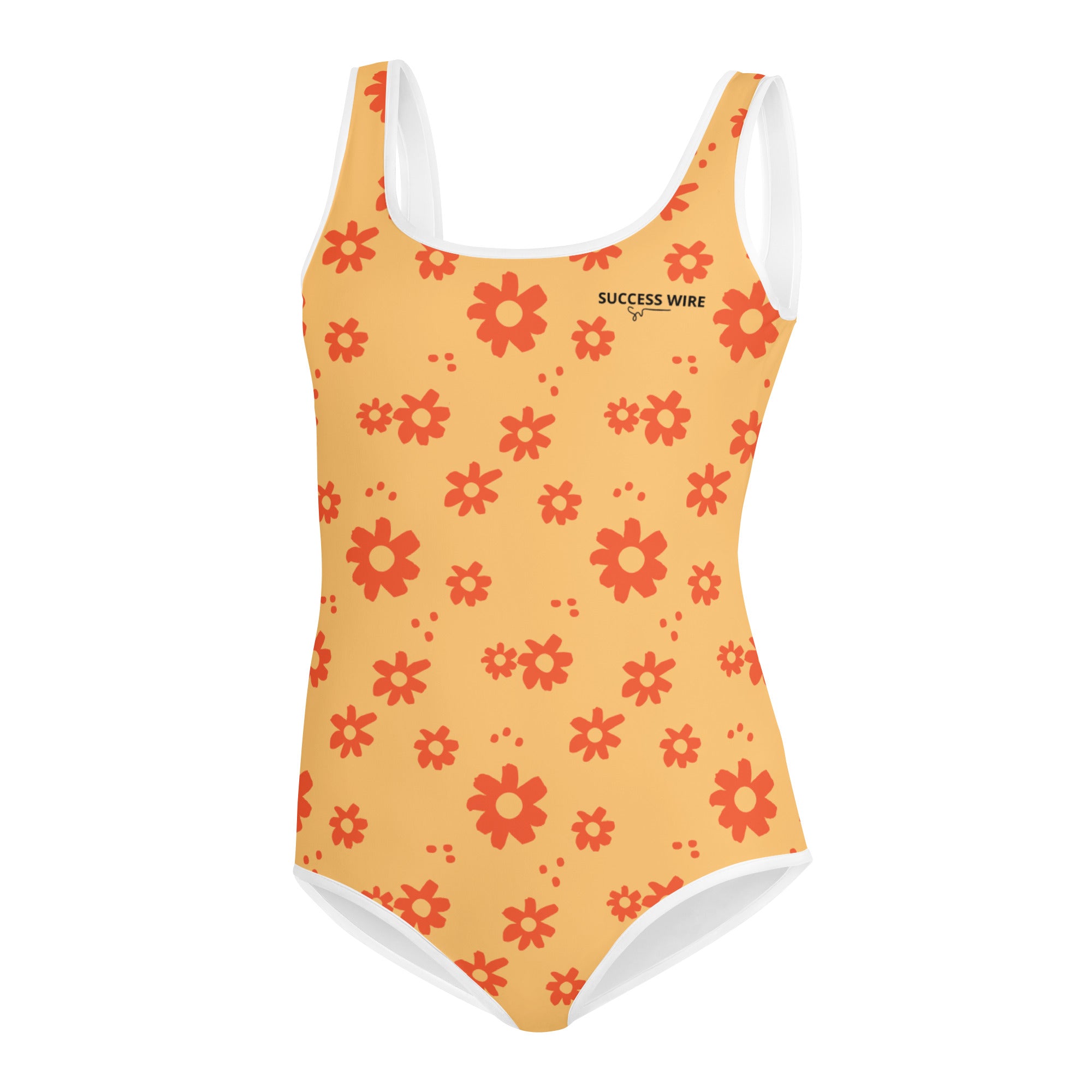SUCCESS WIRE Power Flower Chardonnay Orange Swimsuit for Big Girls (8-20)
