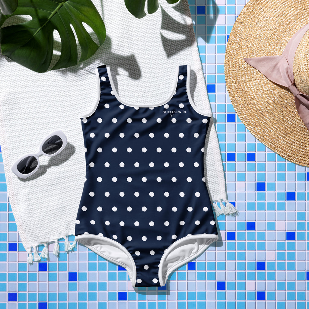 SUCCESS WIRE Navy Polka Dot Swimsuit for Big Girls (8-20)