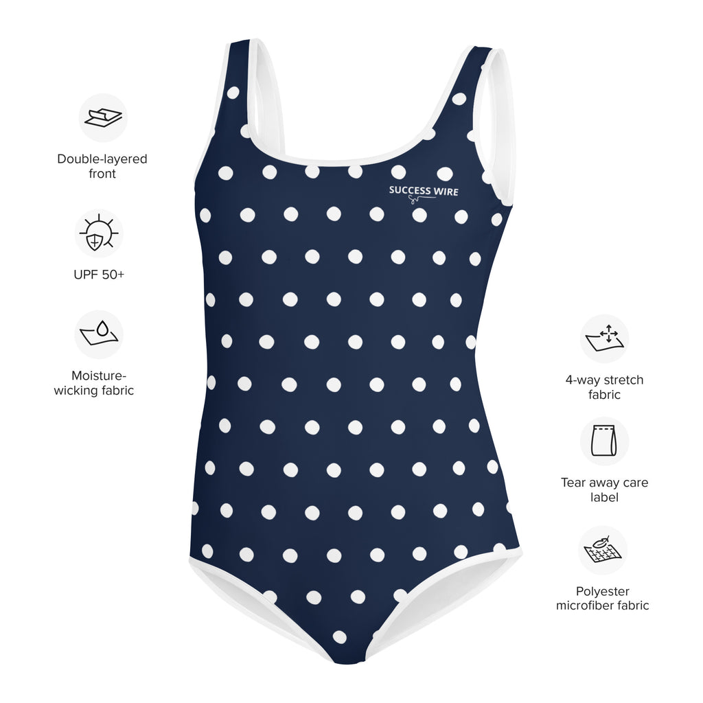 SUCCESS WIRE Navy Polka Dot Swimsuit for Big Girls (8-20)