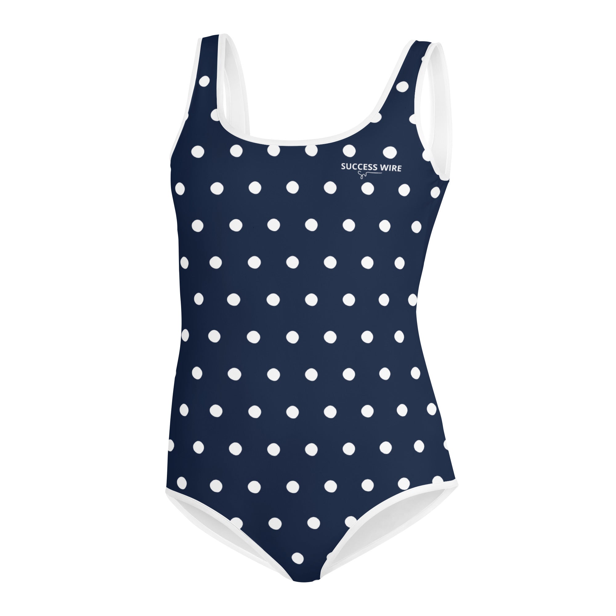 SUCCESS WIRE Navy Polka Dot Swimsuit for Big Girls (8-20)