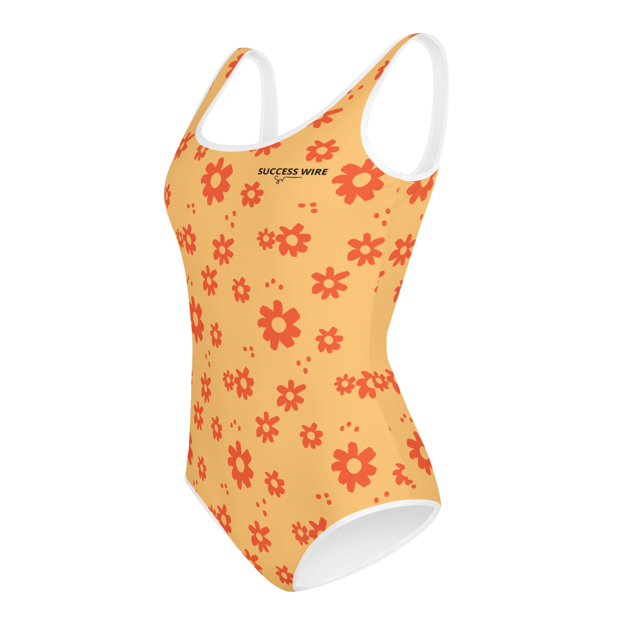 SUCCESS WIRE Power Flower Chardonnay Orange Swimsuit for Big Girls (8-20)