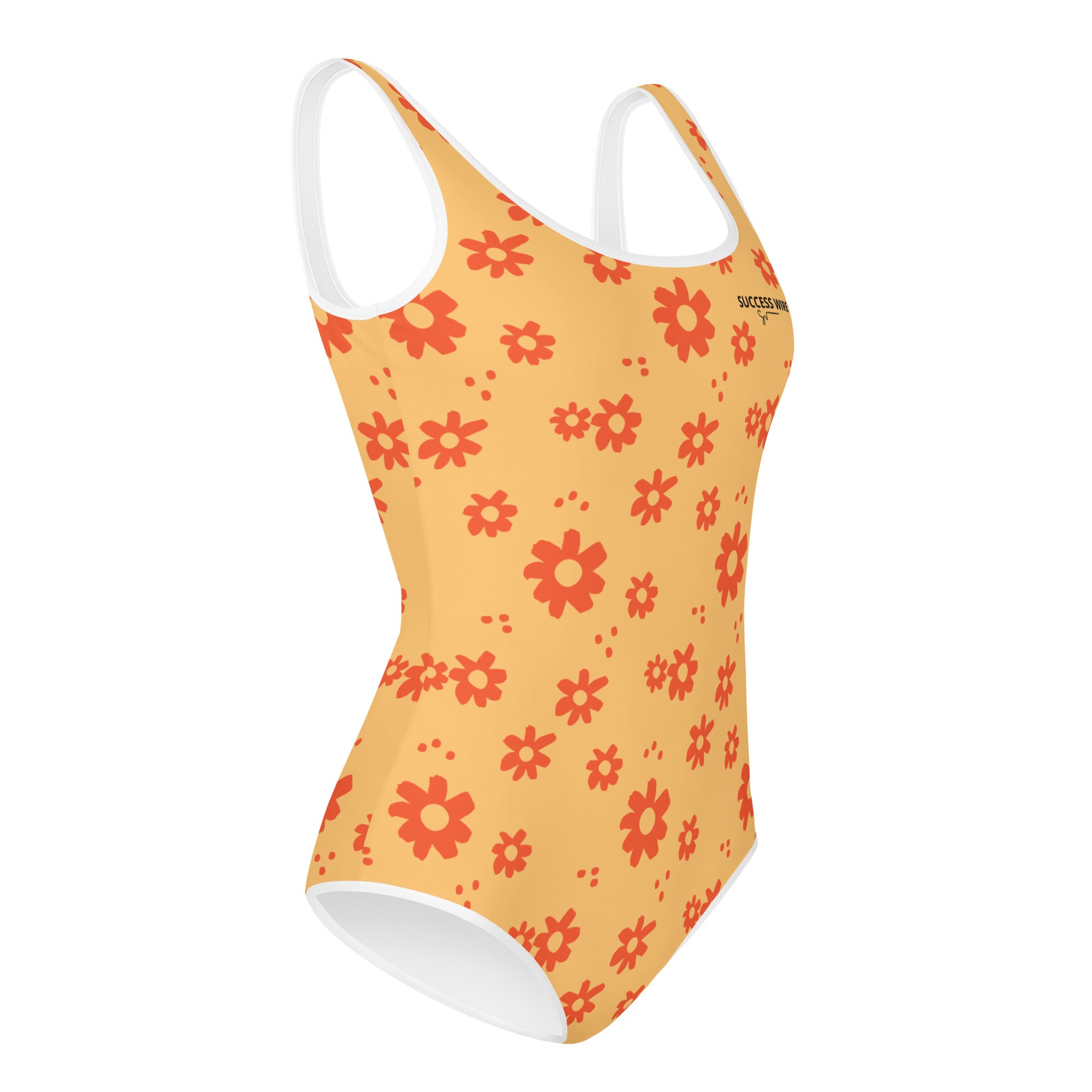SUCCESS WIRE Power Flower Chardonnay Orange Swimsuit for Big Girls (8-20)