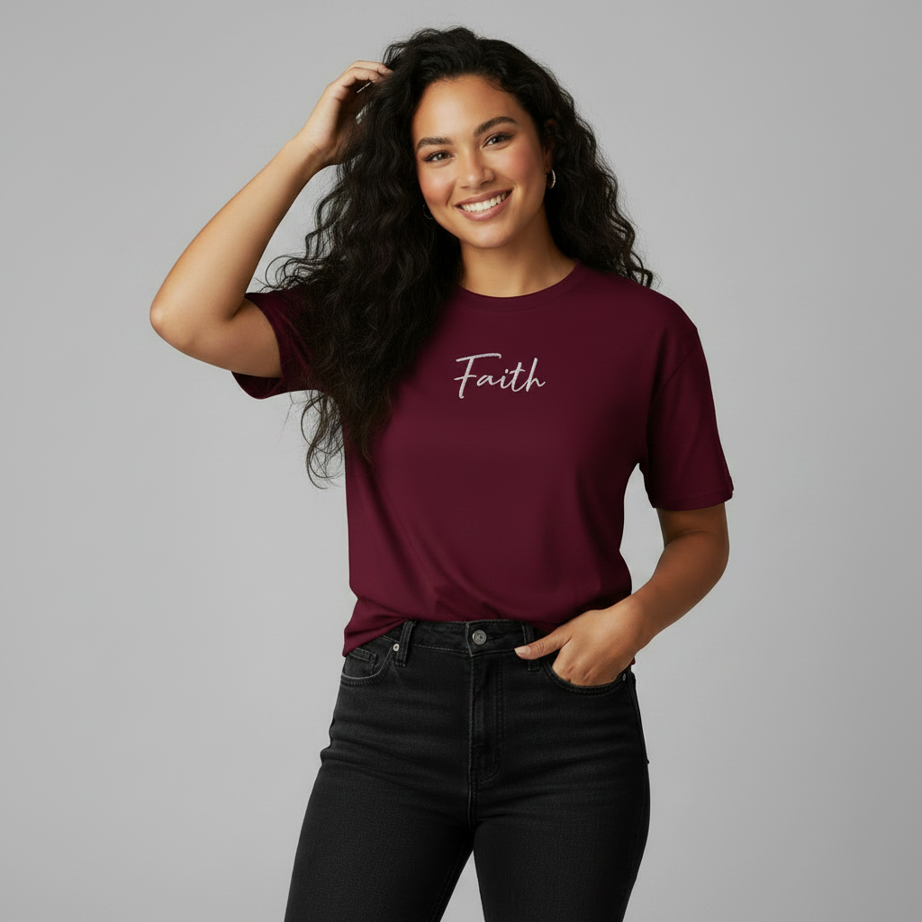 Faith Tee — Pacific Islander Model, Dynamic