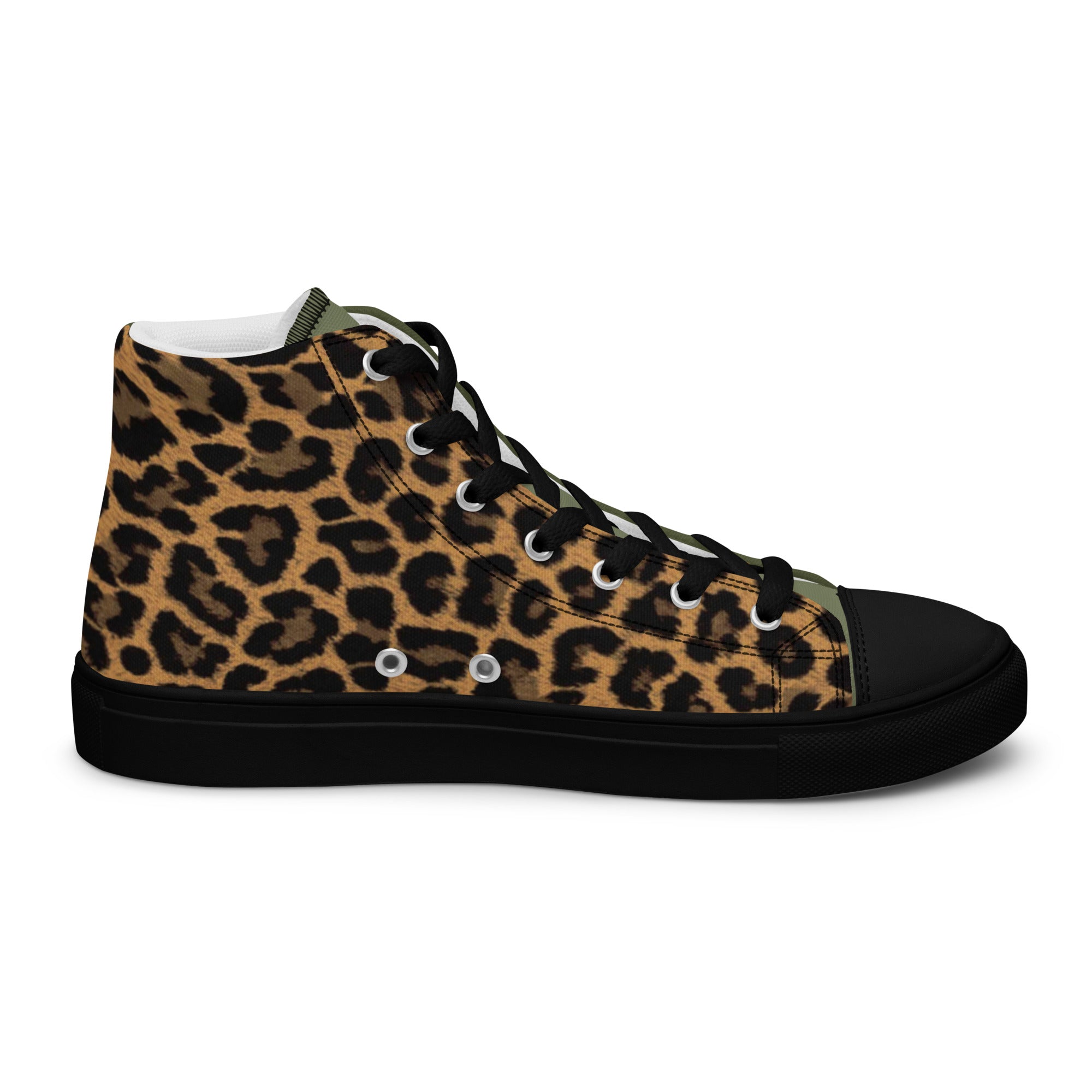 SUCCESS WIRE High Top Leopard Signature Canvas Shoes for Men - Black Sole