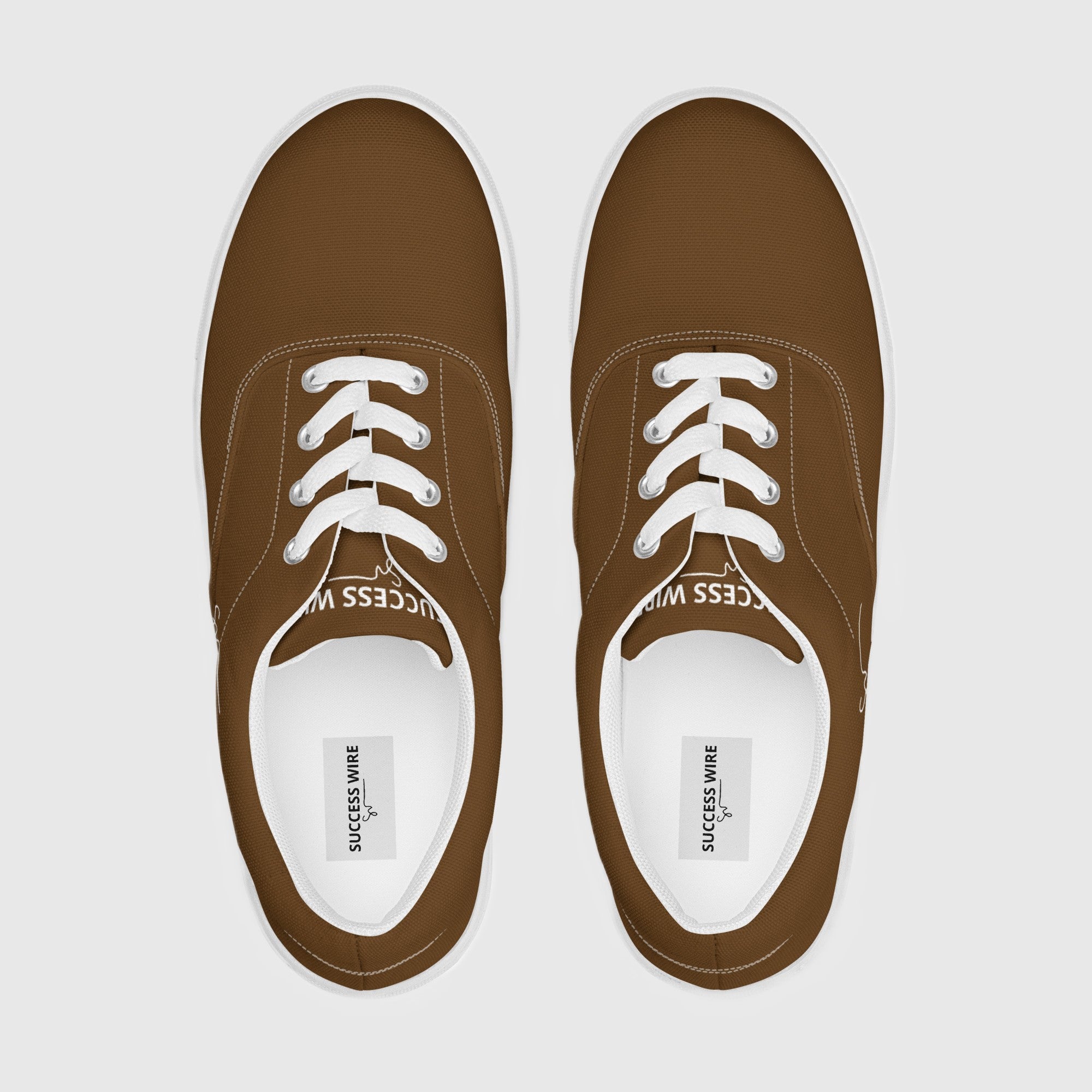 SUCCESS WIRE Classic Signature Lace-up Canvas Shoes for Men - Brown