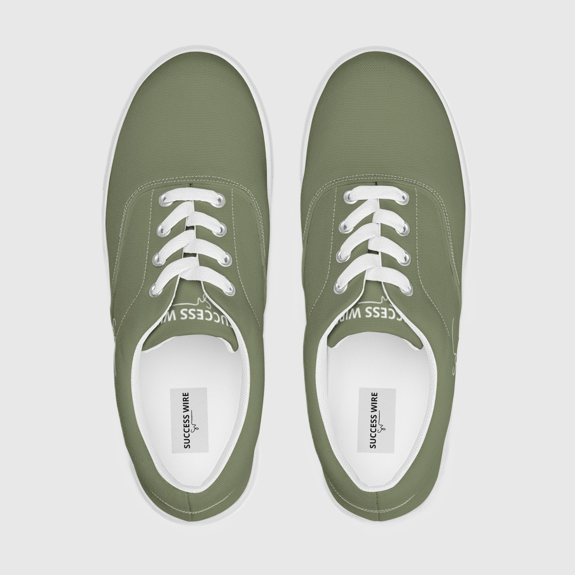 SUCCESS WIRE Classic Signature Lace-up Canvas Shoes for Men - Finch Green