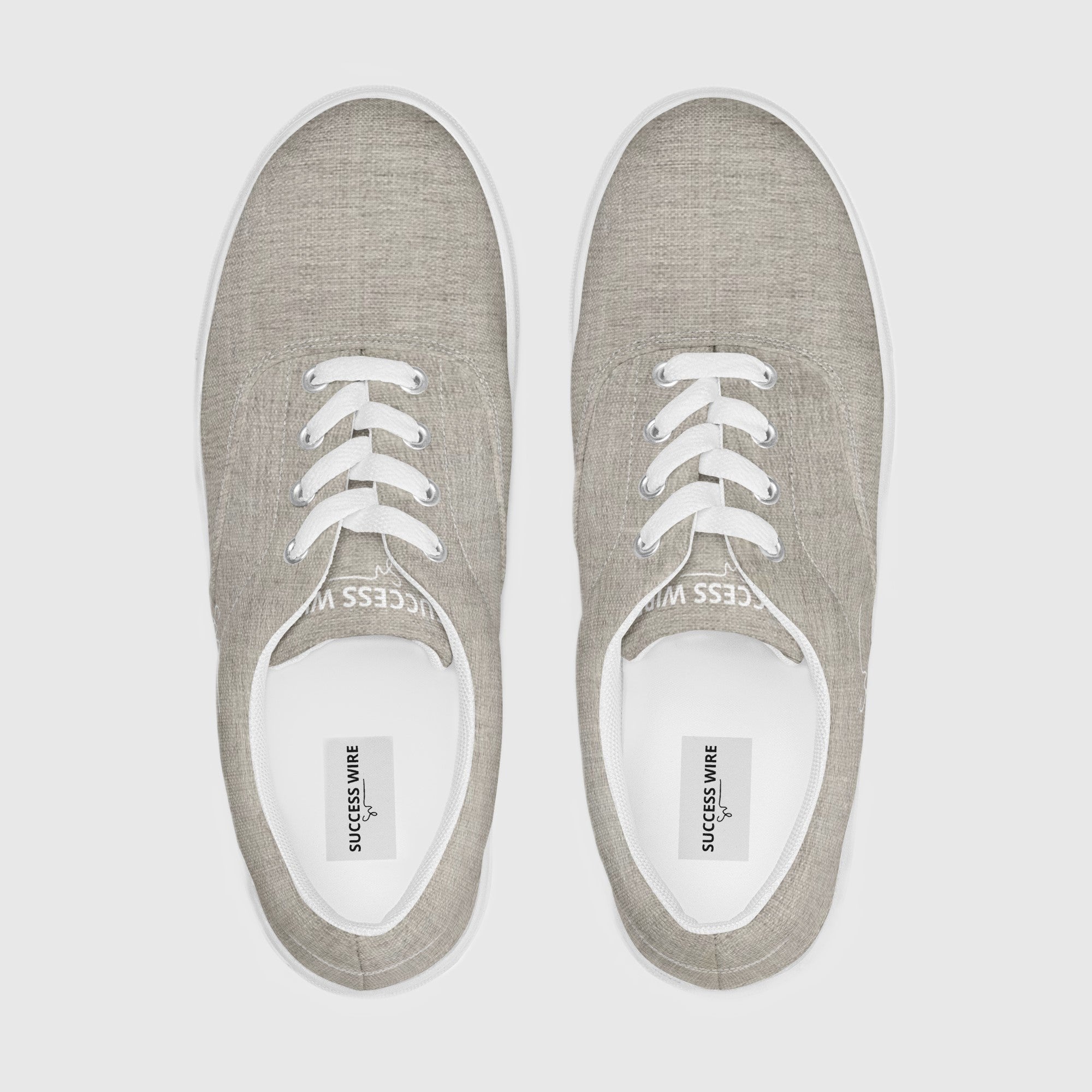 SUCCESS WIRE Classic Signature Lace-up Canvas Shoes for Men - Mid Gray Linen