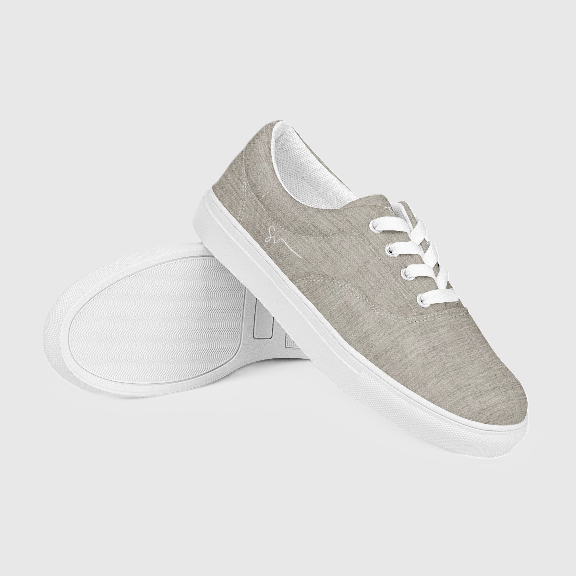 SUCCESS WIRE Classic Signature Lace-up Canvas Shoes for Men - Mid Gray Linen