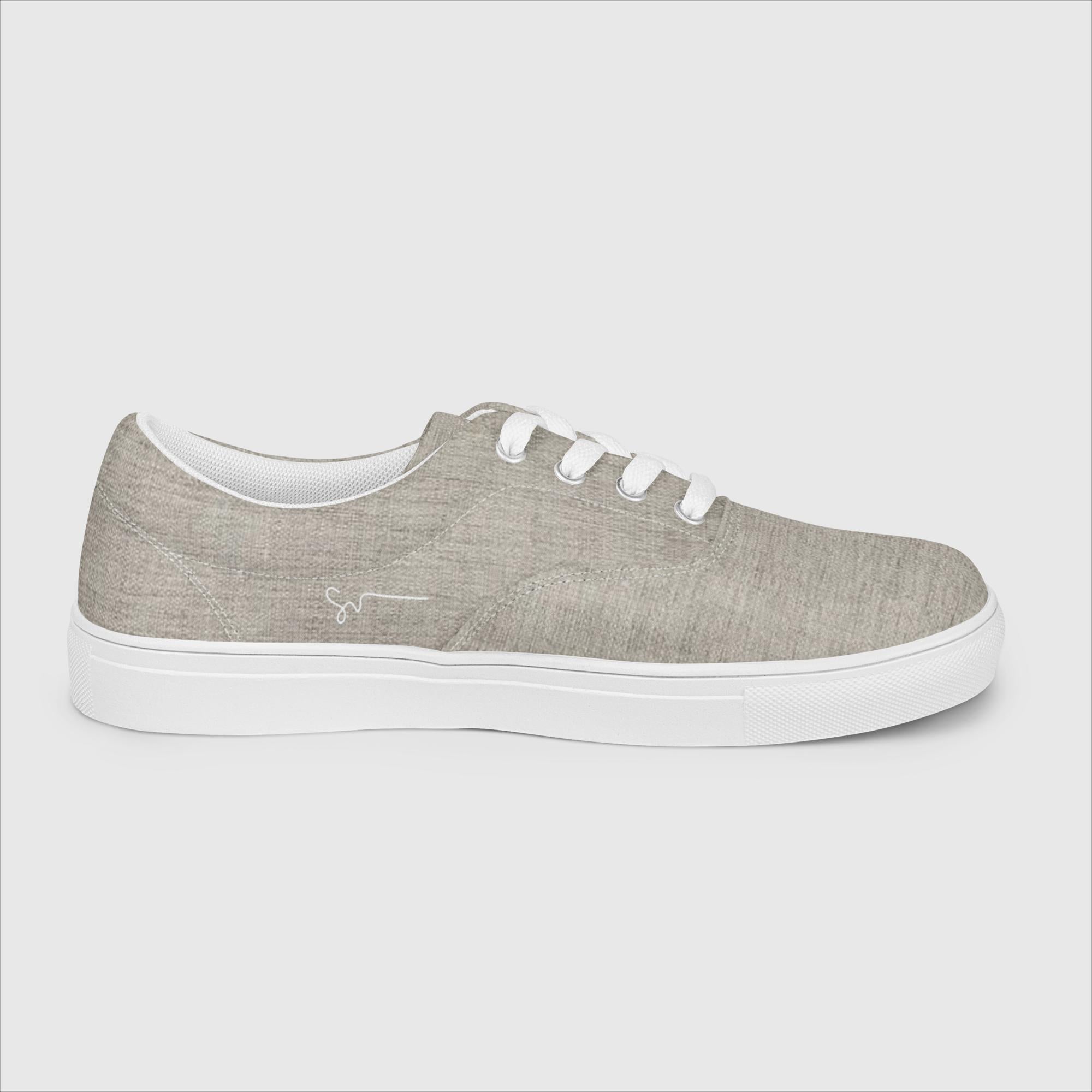 SUCCESS WIRE Classic Signature Lace-up Canvas Shoes for Men - Mid Gray Linen