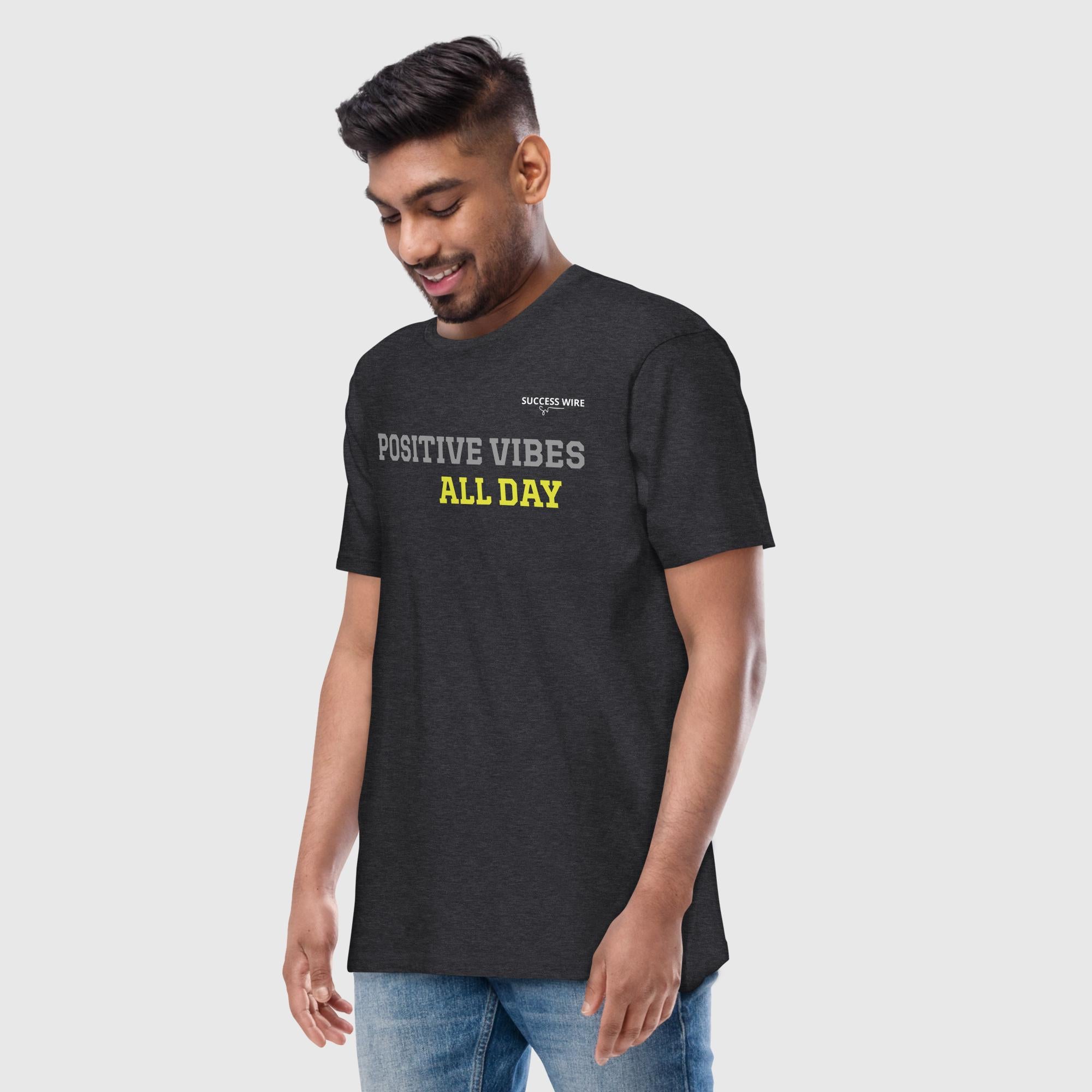 SUCCESS WIRE "POSITIVE VIBES ALL DAY" Short Sleeve Premium T-Shirt for Men (3 Color Variants)