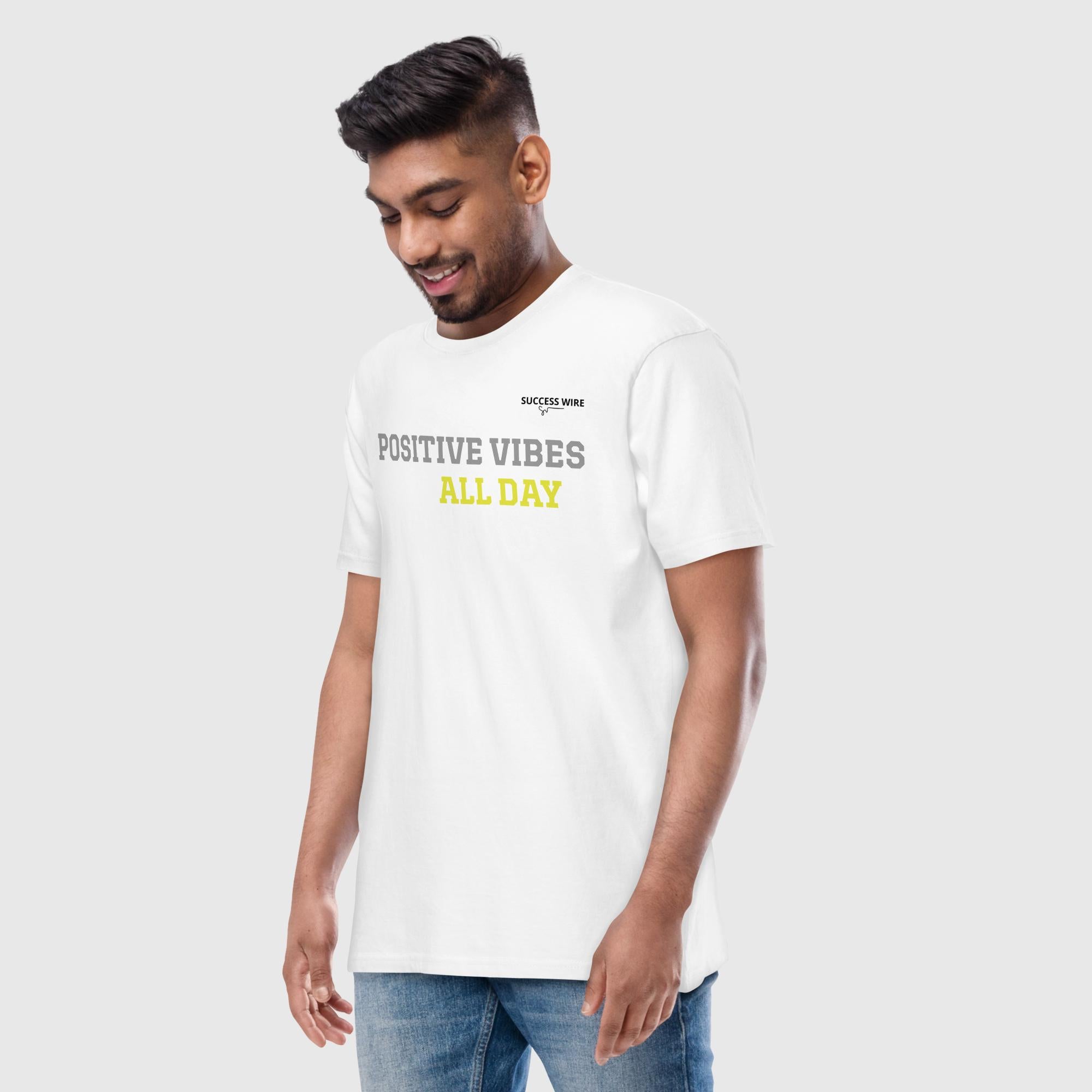 SUCCESS WIRE "POSITIVE VIBES ALL DAY" Short Sleeve Premium T-Shirt for Men