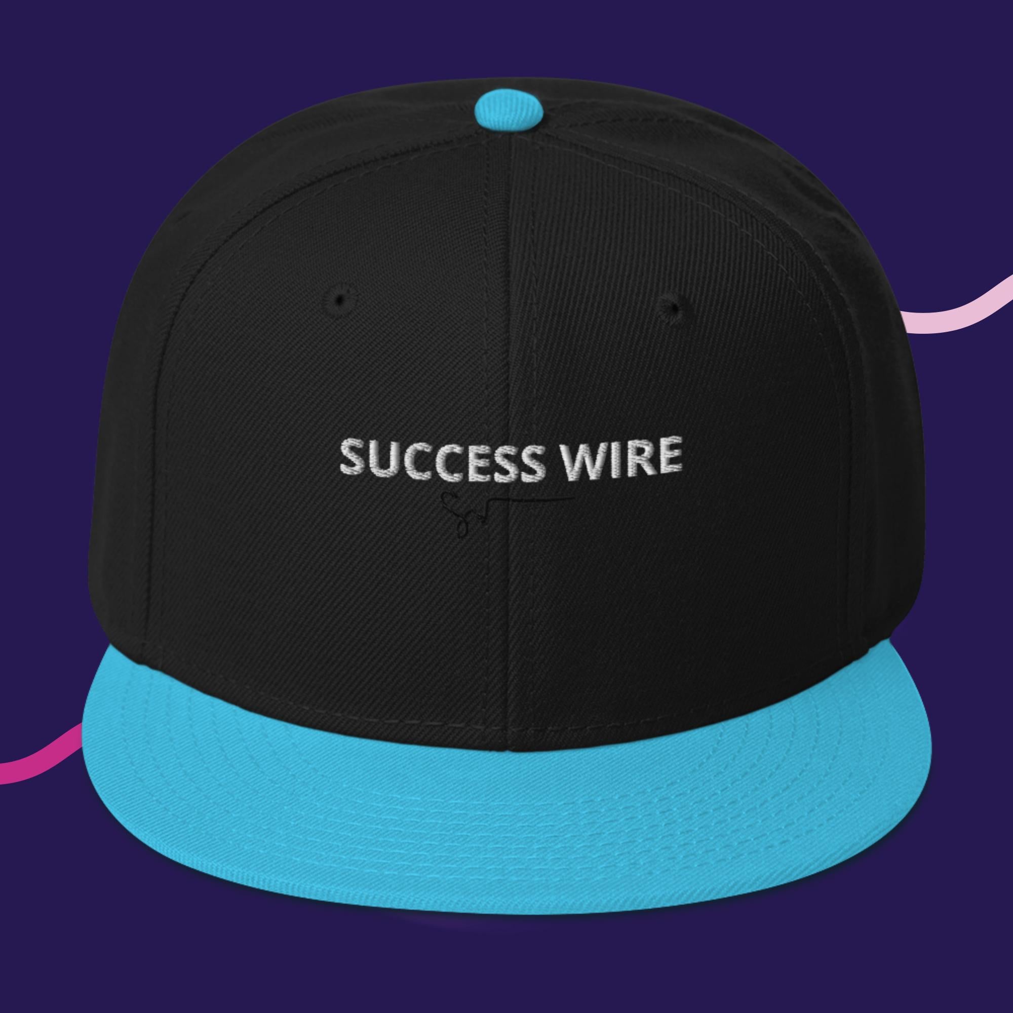 SUCCESS WIRE White w/ Black Signature Logo High-profile Snapback Hat for Men