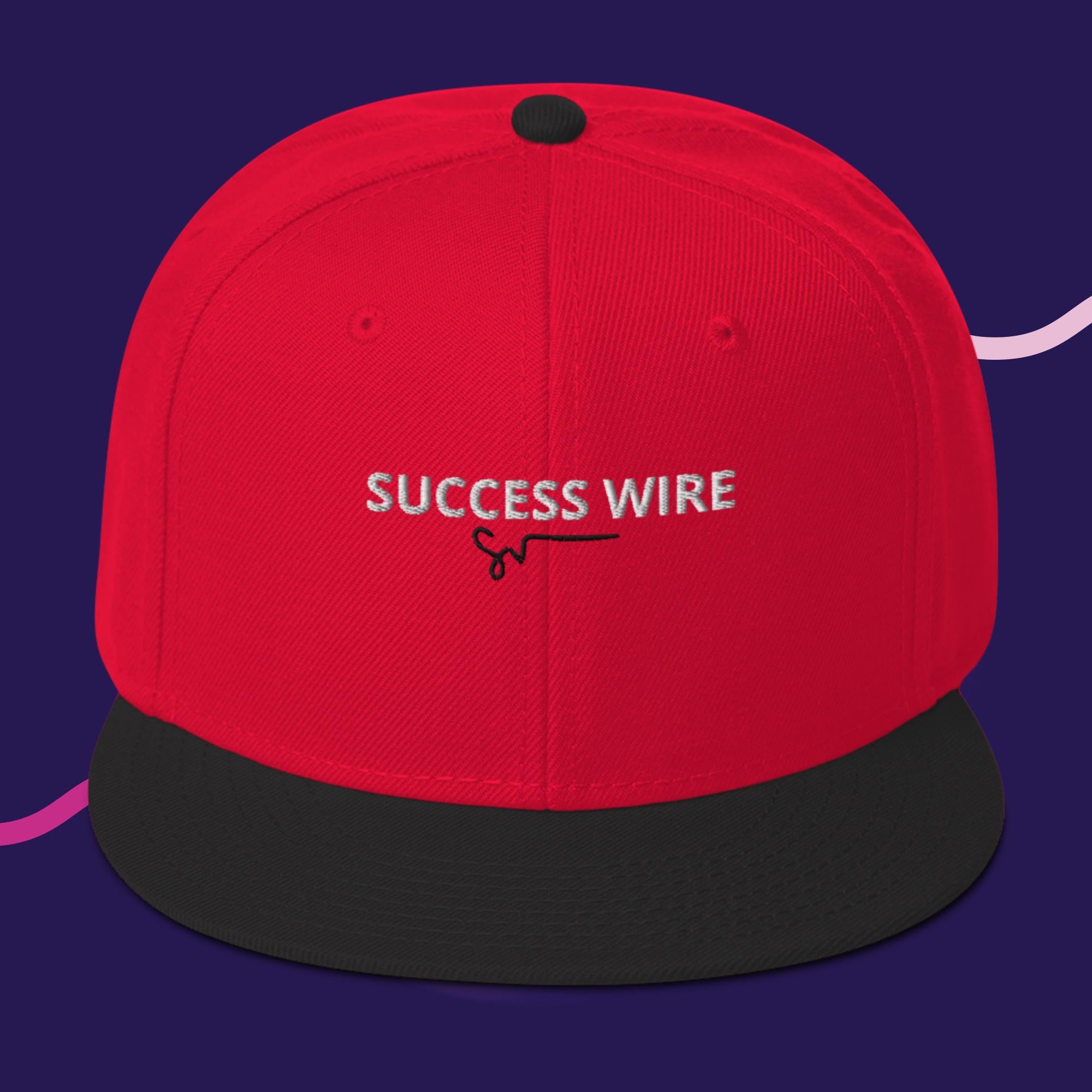 SUCCESS WIRE White w/ Black Signature Logo High-profile Snapback Hat for Men