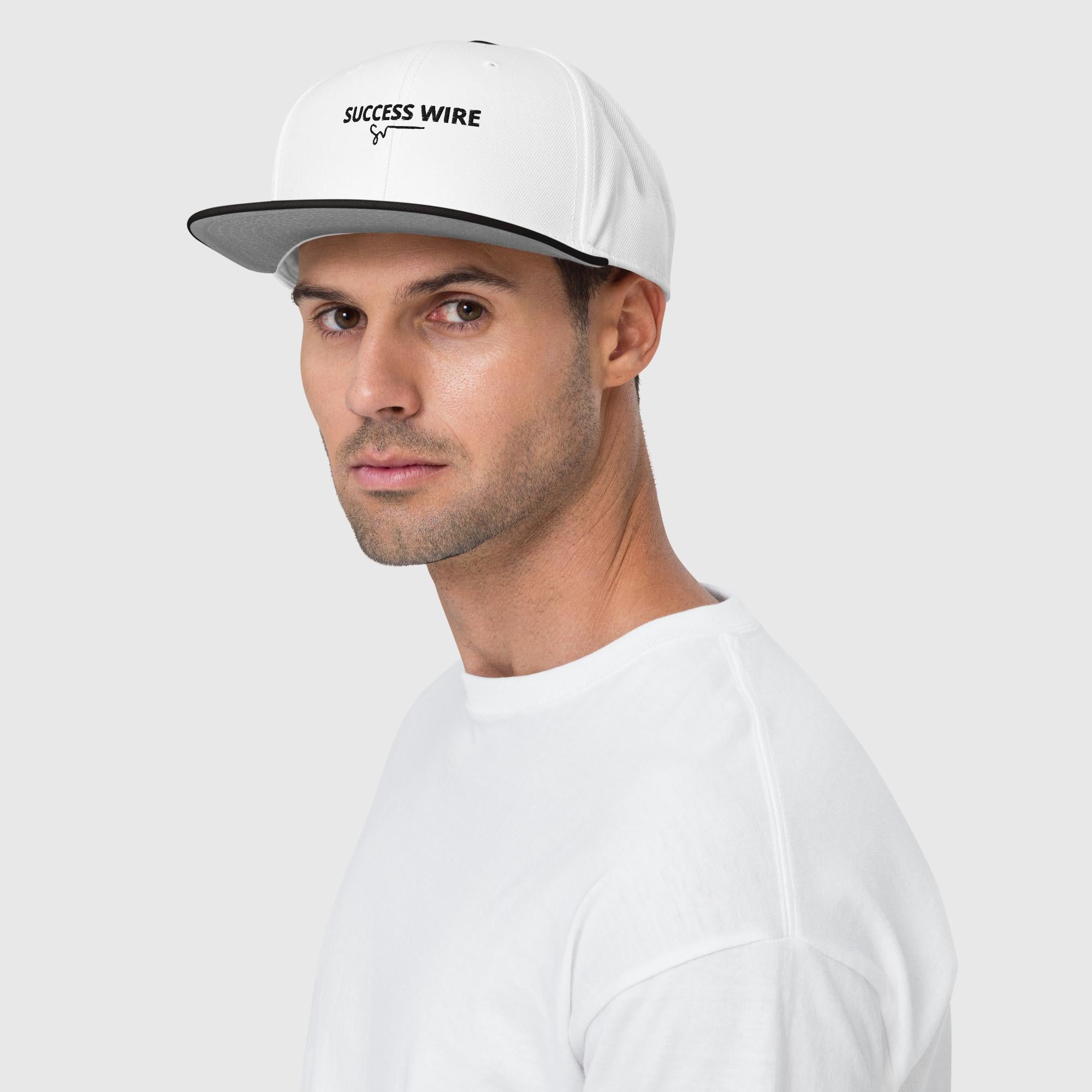 SUCCESS WIRE Solid Black Logo High-profile Snapback Hat for Men (17 color Variations)