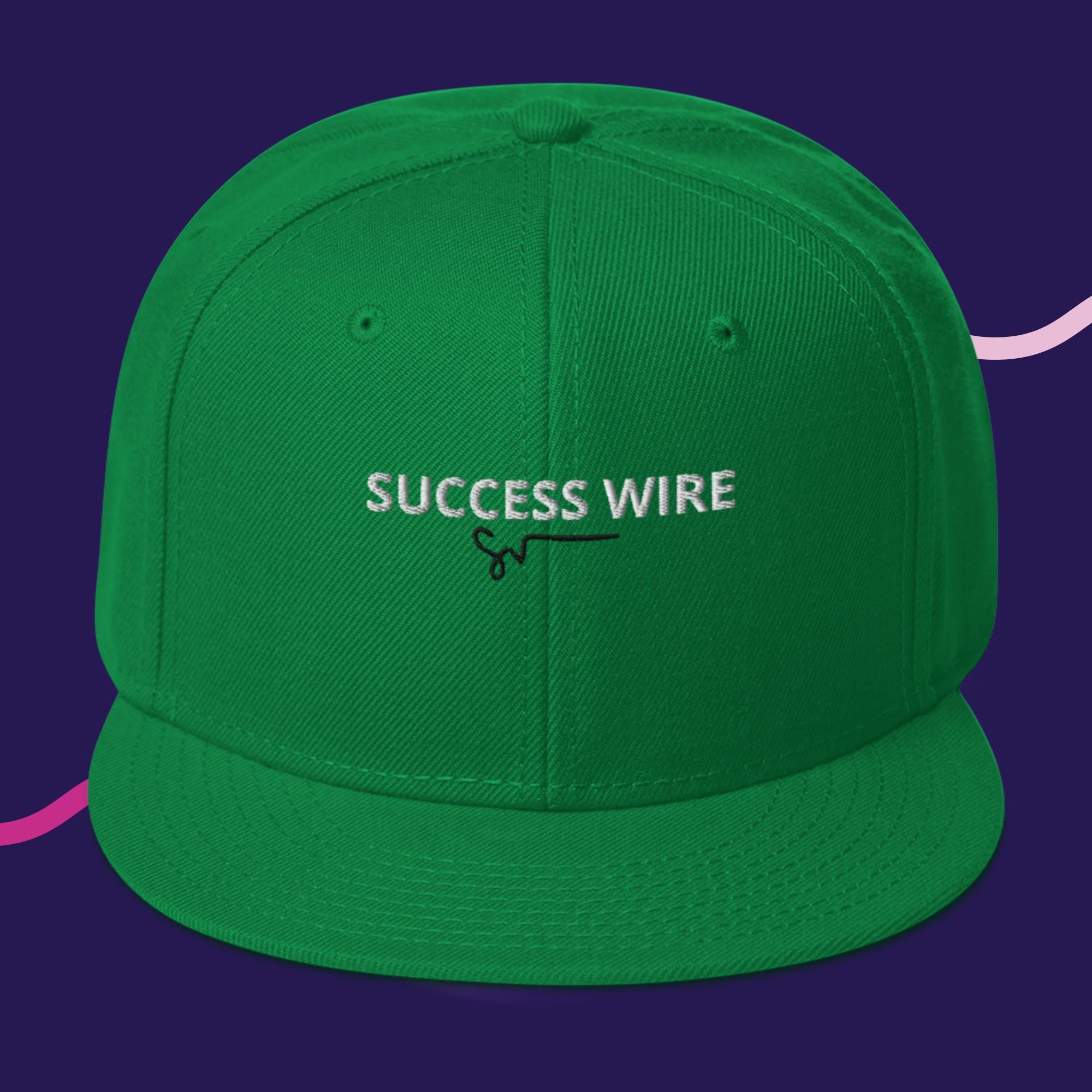 SUCCESS WIRE White w/ Black Signature Logo High-profile Snapback Hat for Men