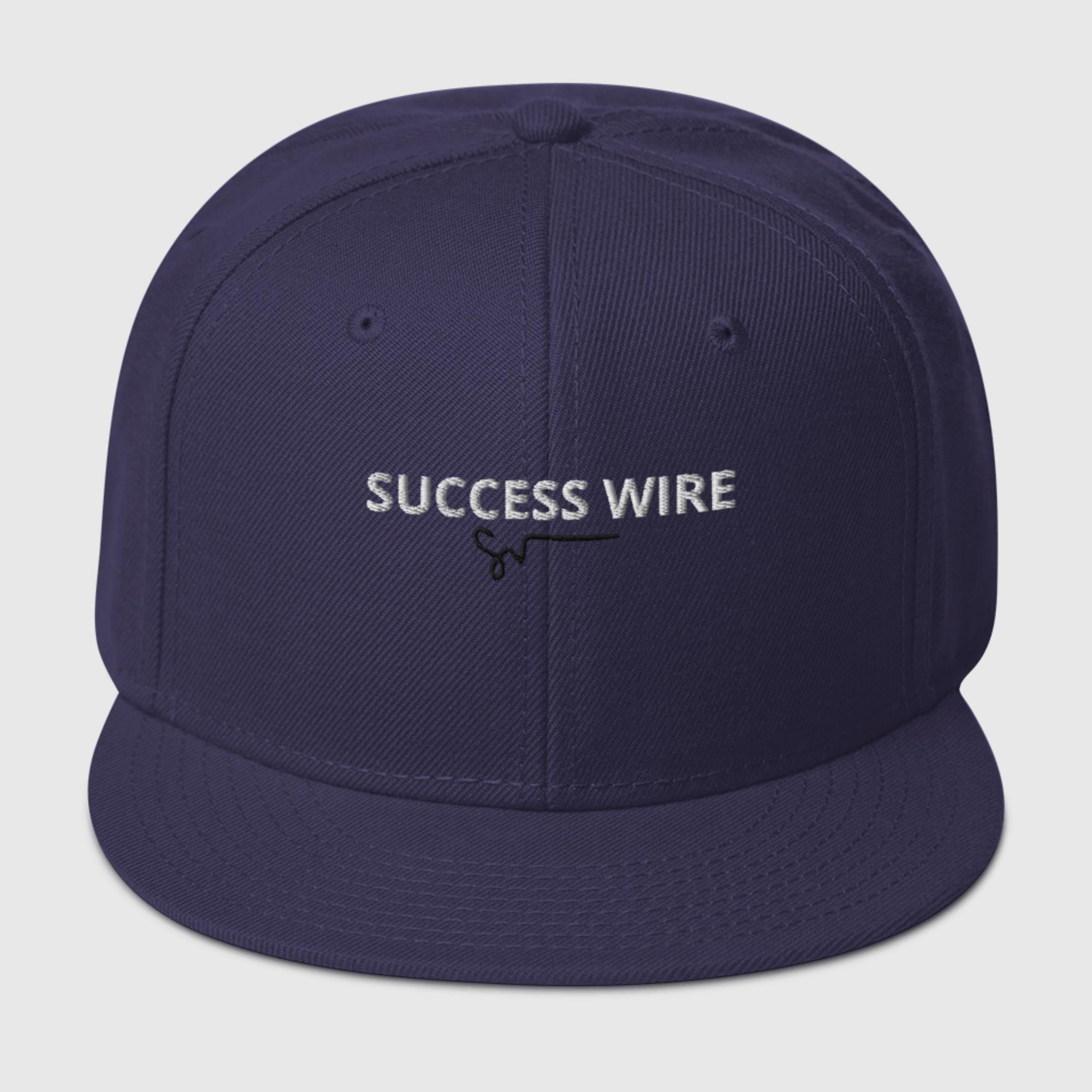 SUCCESS WIRE White w/ Black Signature Logo High-profile Snapback Hat for Women (17 Color Variations)