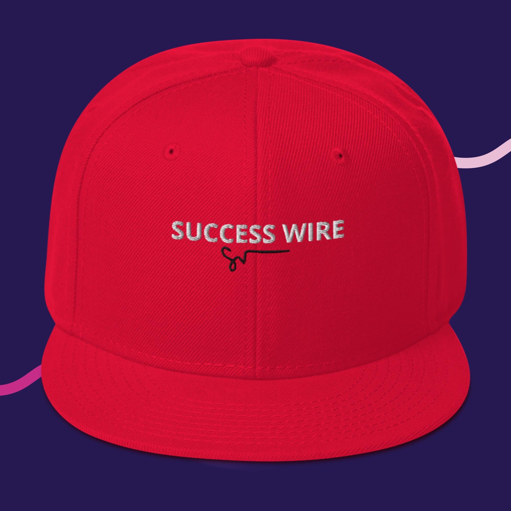 SUCCESS WIRE White w/ Black Signature Logo High-profile Snapback Hat for Men