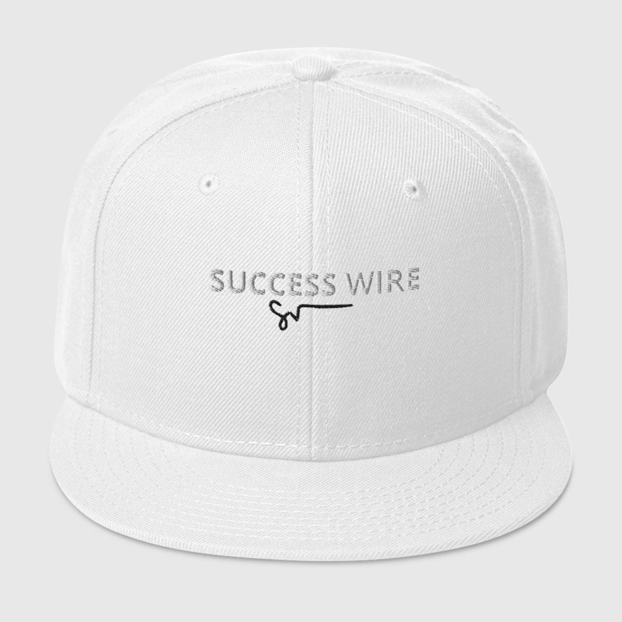 SUCCESS WIRE White w/ Black Signature Logo High-profile Snapback Hat for Women (17 Color Variations)