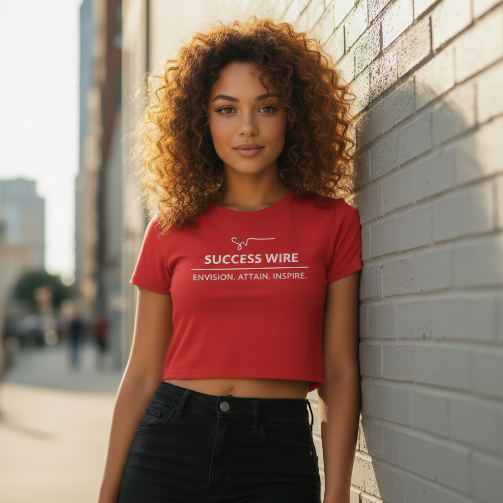 SUCCESS WIRE Bold Red Crop Tee - Maya's Spark Version