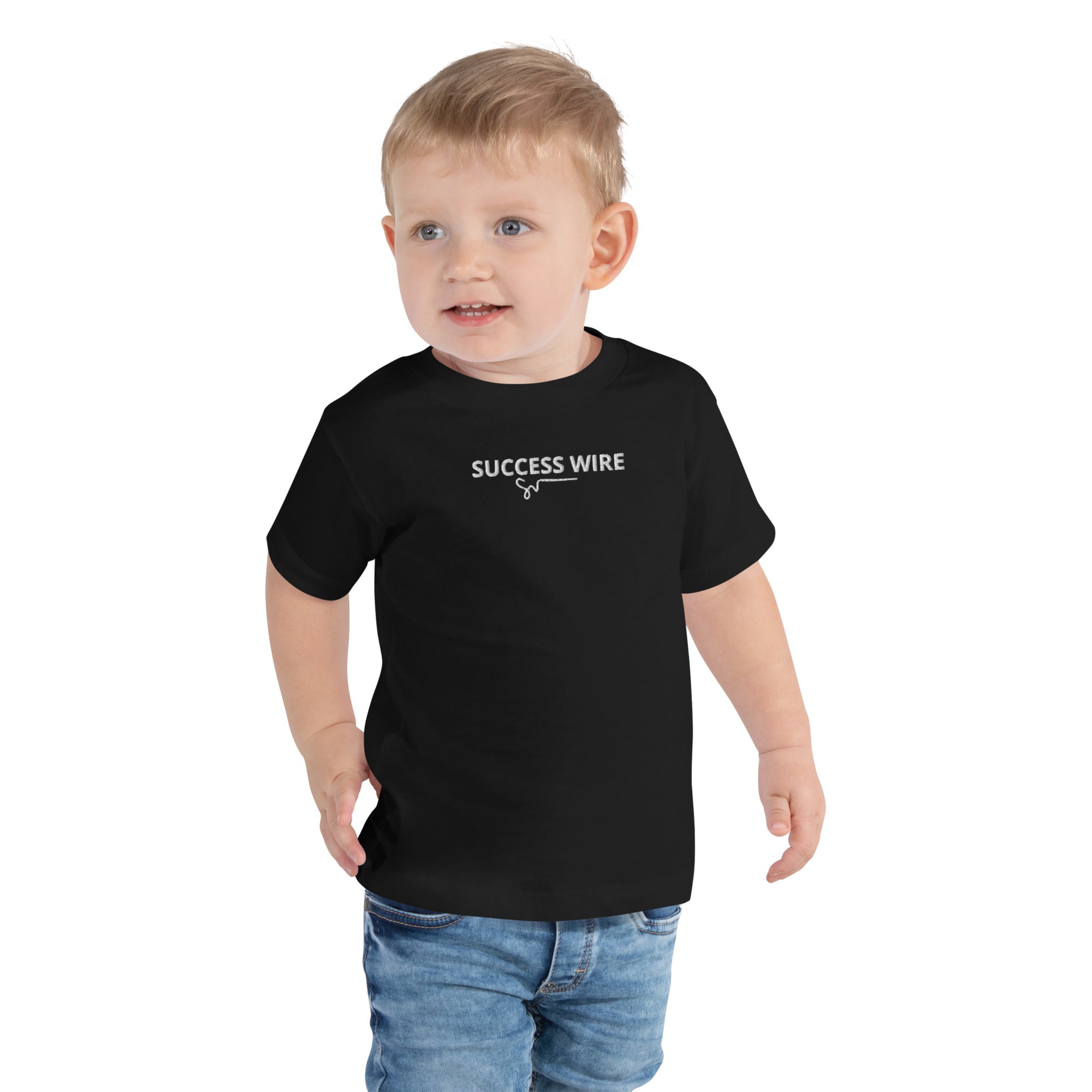 SUCCESS WIRE Unisex Embroidered Logo T-Shirt for Little Kids (2T-5T) (3 Color Variants)