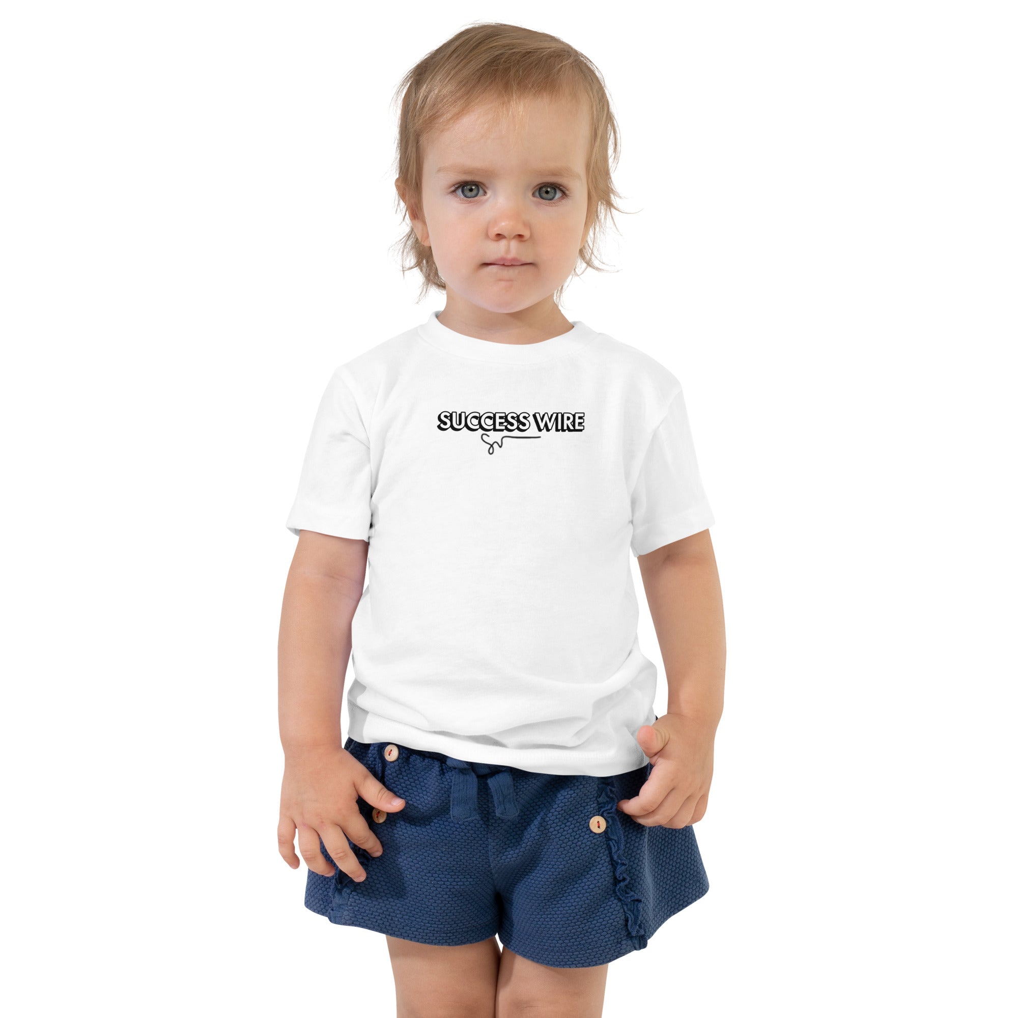 SUCCESS WIRE Unisex Black/White Logo Short Sleeve T-Shirt for Little Kids (2T-5T) (3 Color Variants)