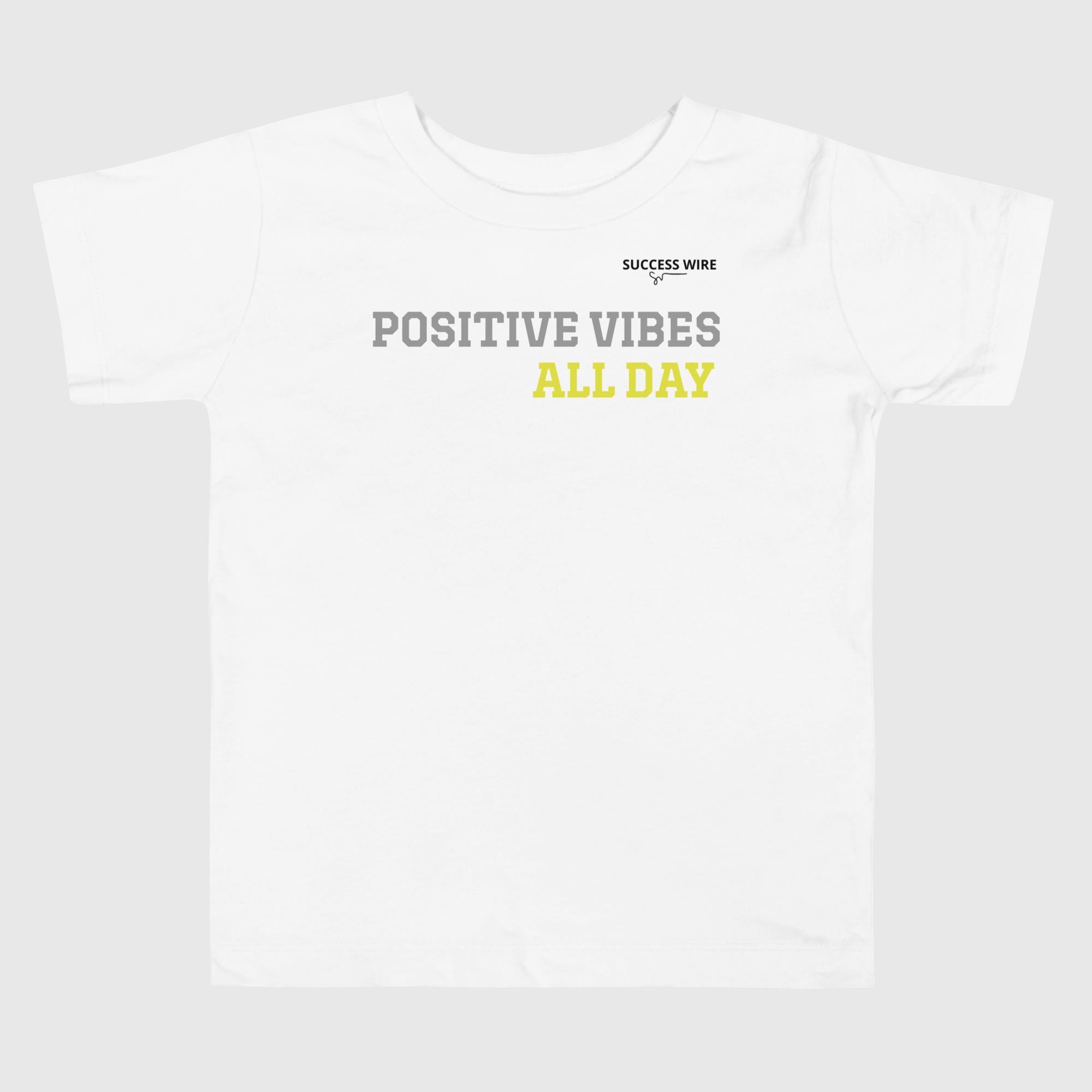 SUCCESS WIRE "POSITIVE VIBES ALL DAY" T-Shirt for Little Boys (2T-5T)