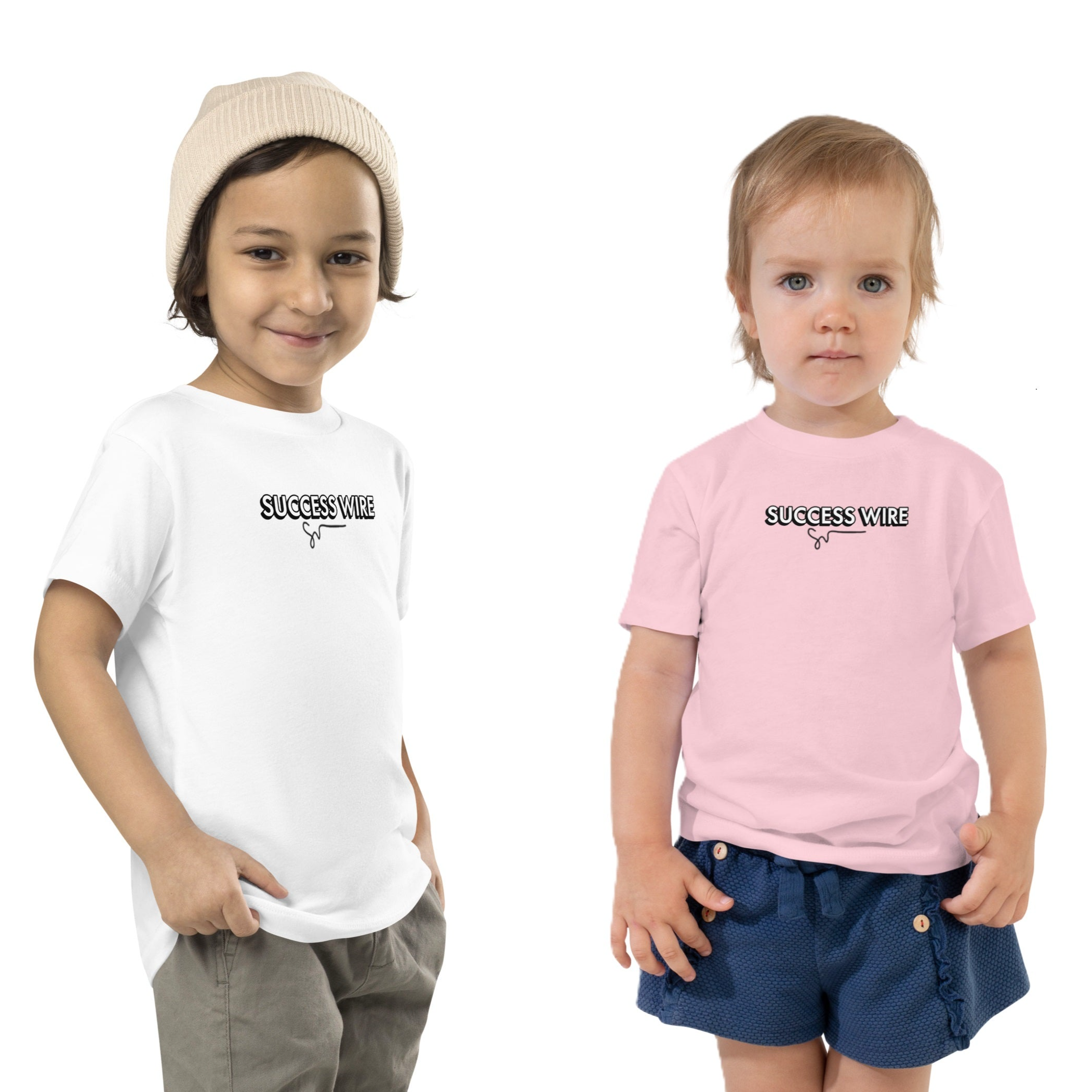 SUCCESS WIRE Unisex Black/White Logo Short Sleeve T-Shirt for Little Kids (2T-5T) (3 Color Variants)