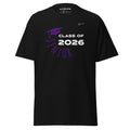 Black  SUCCESS WIRE t-shirt with 'Class of 2026 Senior' text and graduation cap graphic on a white background