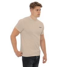 Load image into Gallery viewer, Man wearing a SUCCESS WIRE sand color t-shirt with SUCCESS WIRE Logo on a white background
