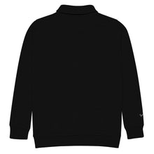 Load image into Gallery viewer, back of SUCCESS WIRE black quarter zip pullover on a white background
