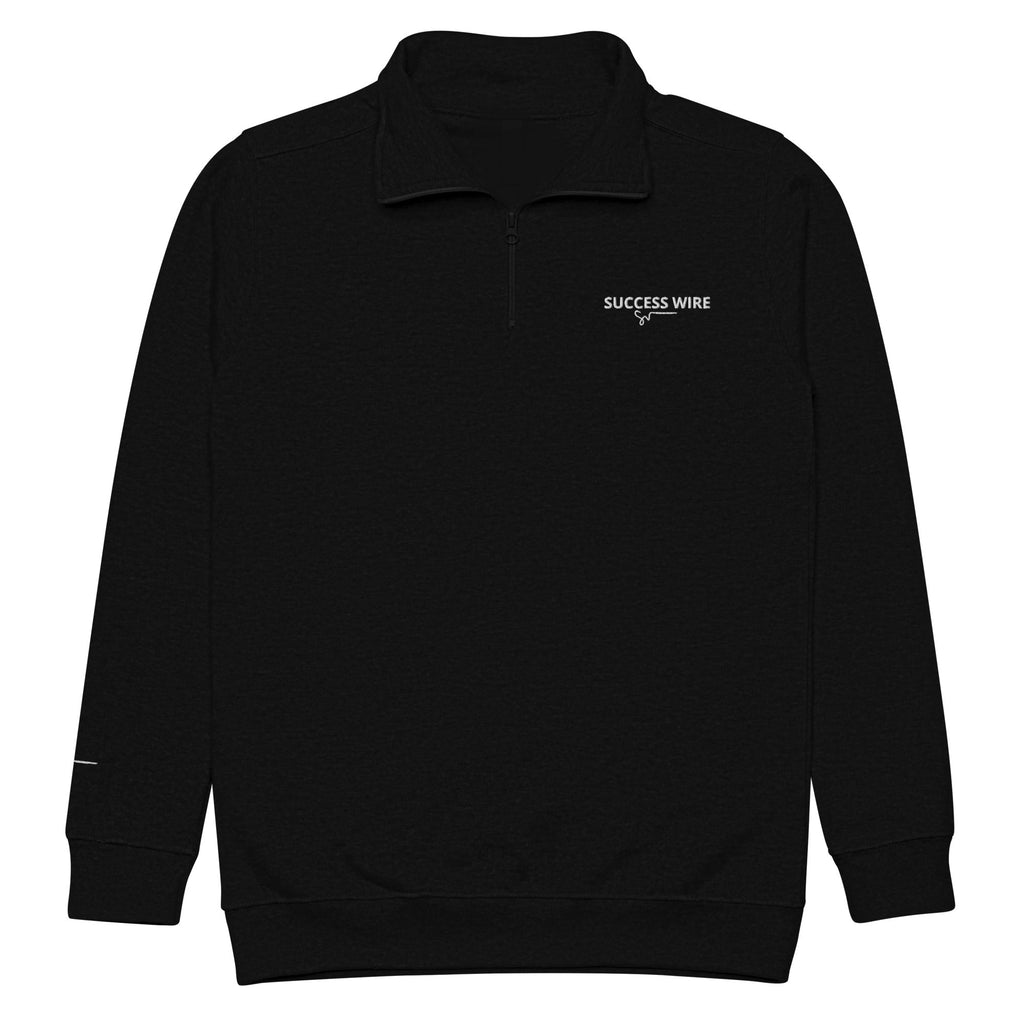 Black quarter zip pullover with 'SUCCESS WIRE' logo on a white background