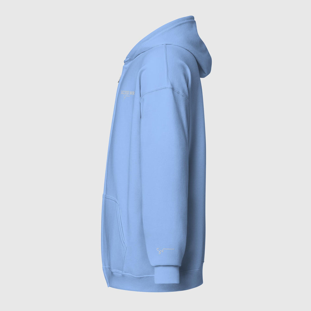 SUCCESS WIRE Heavy Blend Zip Hoodie for Women (Light Blue)