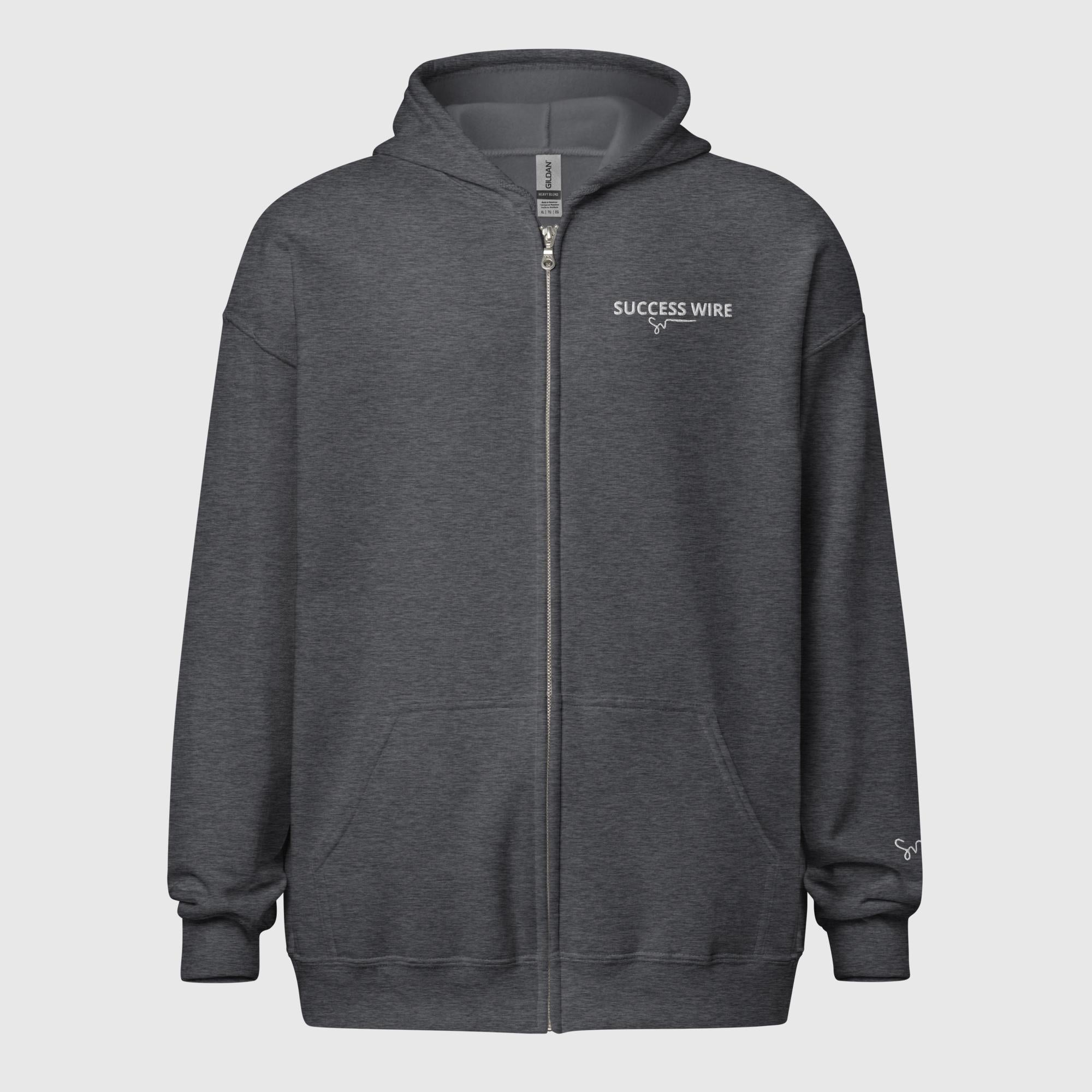 SUCCESS WIRE Heavy Blend Zip Hoodie for Women (Dark Heather)